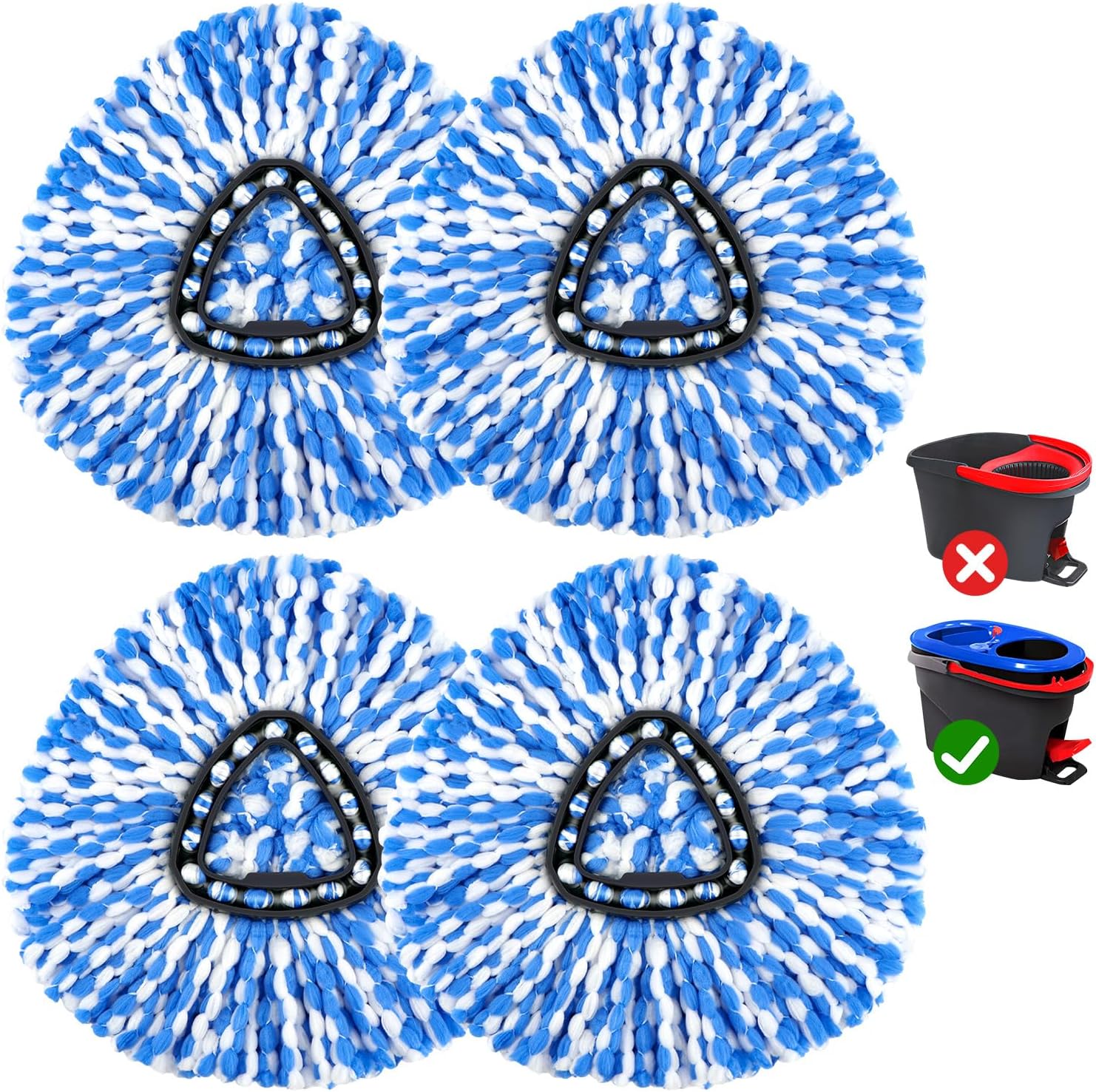 Mop Replace Heads Compatible for O Cedar 4 Pack, Spin Mops Refill Head Replacement for RinseClean 2-Tank System, Machine Washable, Suitable for Hard-surfaced Floors Cleaning Mop Replace Heads Compatible for O Cedar 4 Pack, Spin Mops Refill Head Replacement for RinseClean 2-Tank System, Machine Washable, Suitable for Hard-surfaced Floors Cleaning