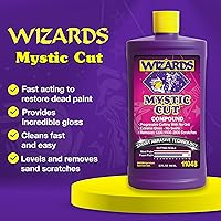 Vista 2 de Wizards Mystic Cut Smart Abrasive for Auto Detailing Supplies - No Mess Scratch Remover for Vehicles - Water Based Cutting Compound - Removes