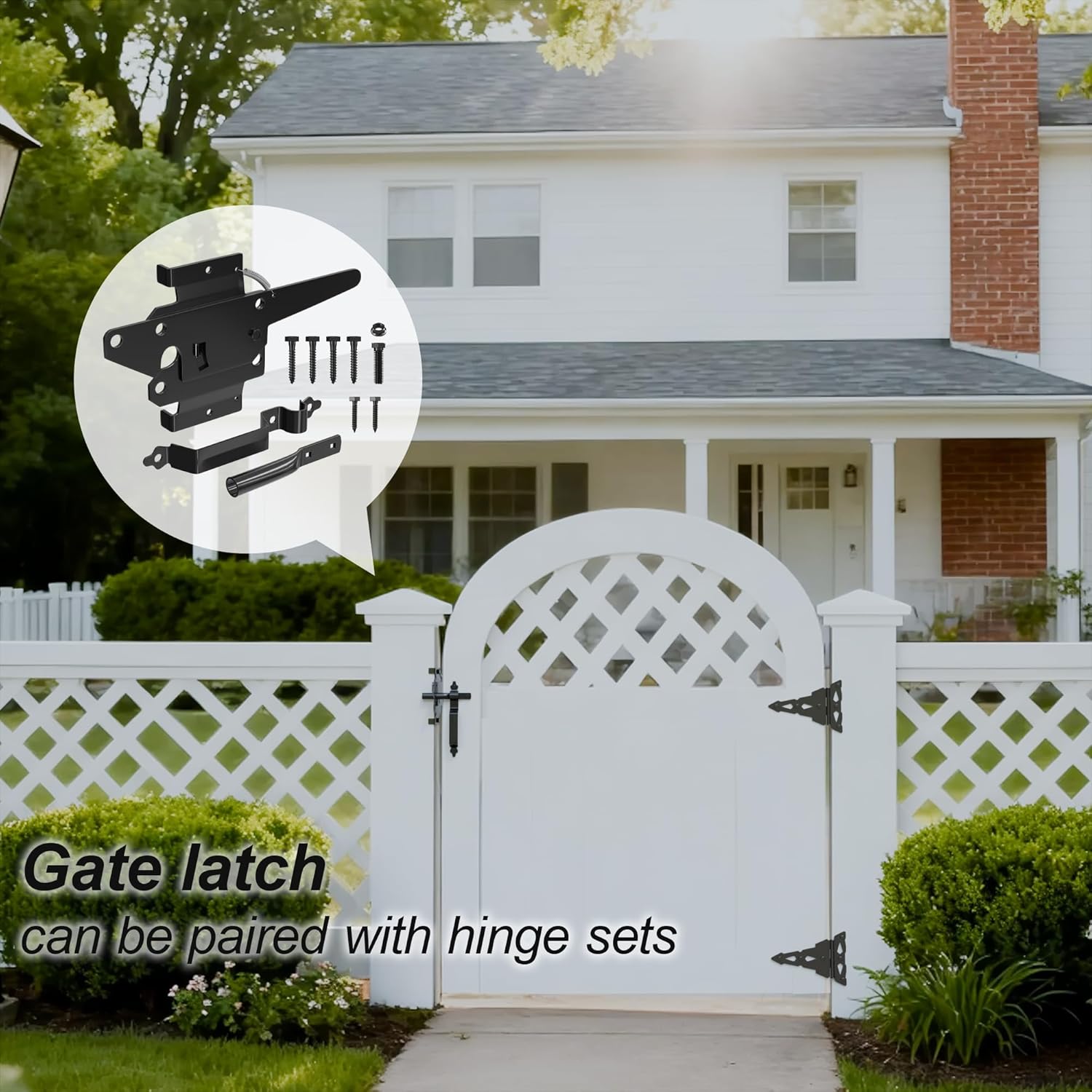 gate Latch for Wooden Fence, Fence gate Latch, Suitable for Wooden Fence Gates/Garden Gates, Wooden Fence Gate Hardware Latch, Black Coated