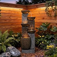 Vista 4 de 51.4" H Fuente de agua para jardín al aire libre de 5 niveles para jardín, patio, patio trasero, terraza, porche y decoración de arte para el hogar