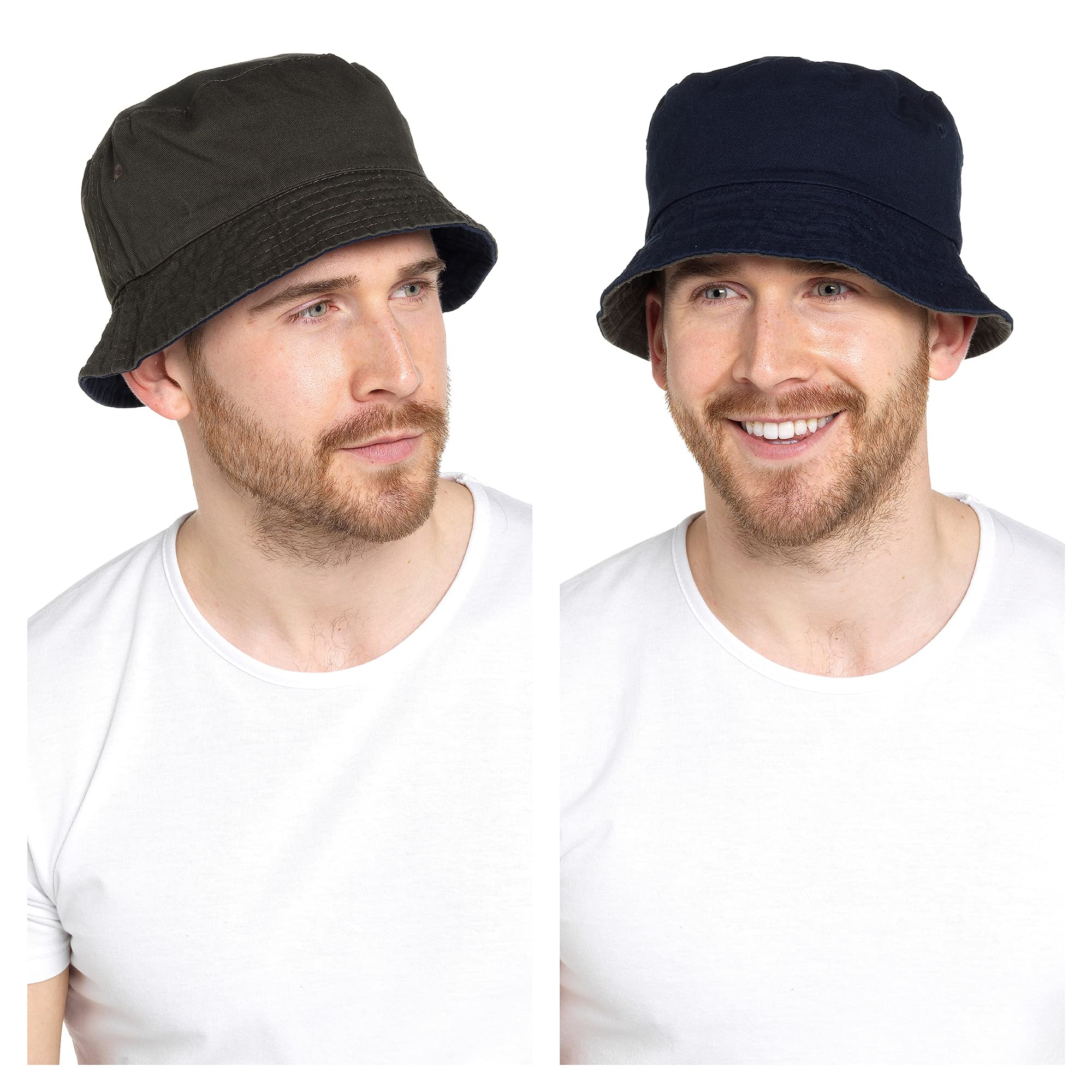 Undercover Men's Navy/Khaki Reversible Bucket Hat Gl634 M/L