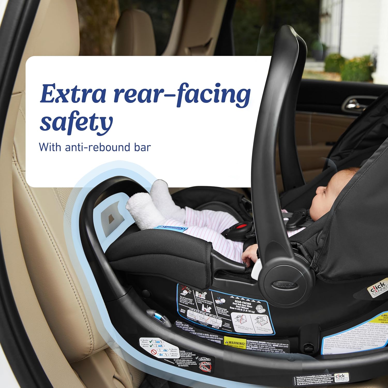 Graco SnugRide SnugFit Infant Car Seat, Baby Car Seat with Anti Rebound Bar for Extra Safety, No-Rethread Harness, LATCH Equipped Carseat, Baby Essentials, Gift for New Parents, Gotham