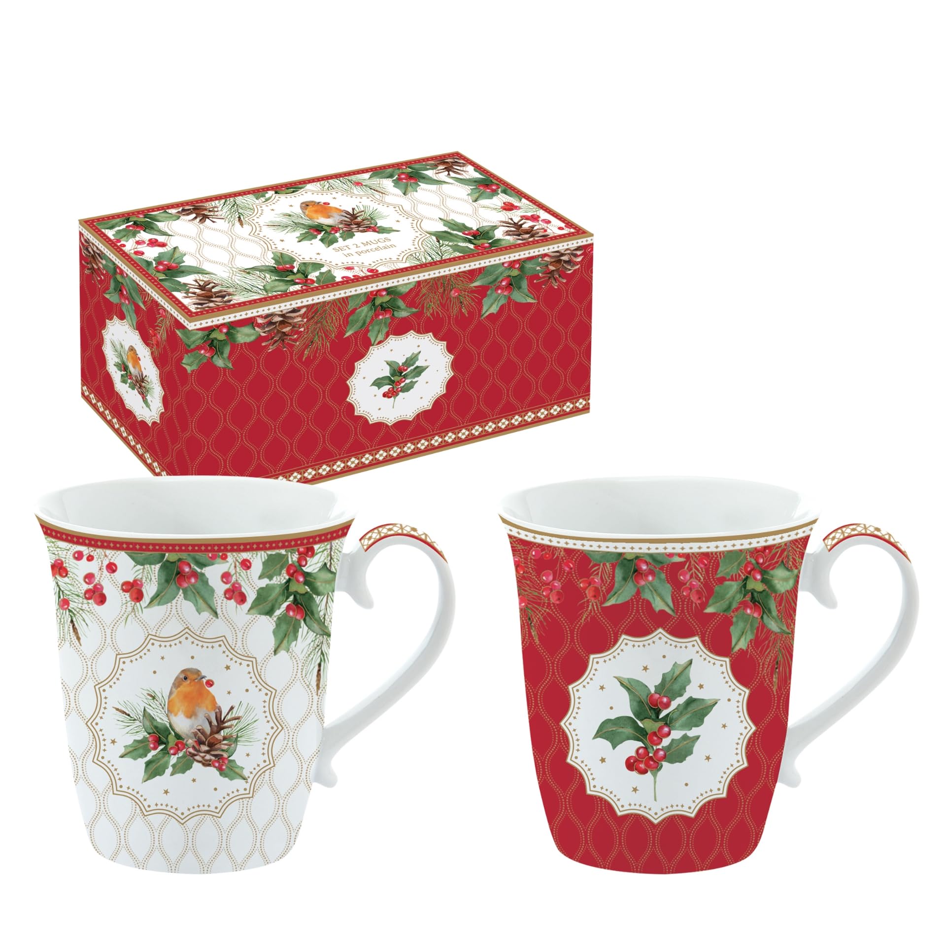 Mugs Christmas Berries en coffret cadeau porcelaine Easy Life