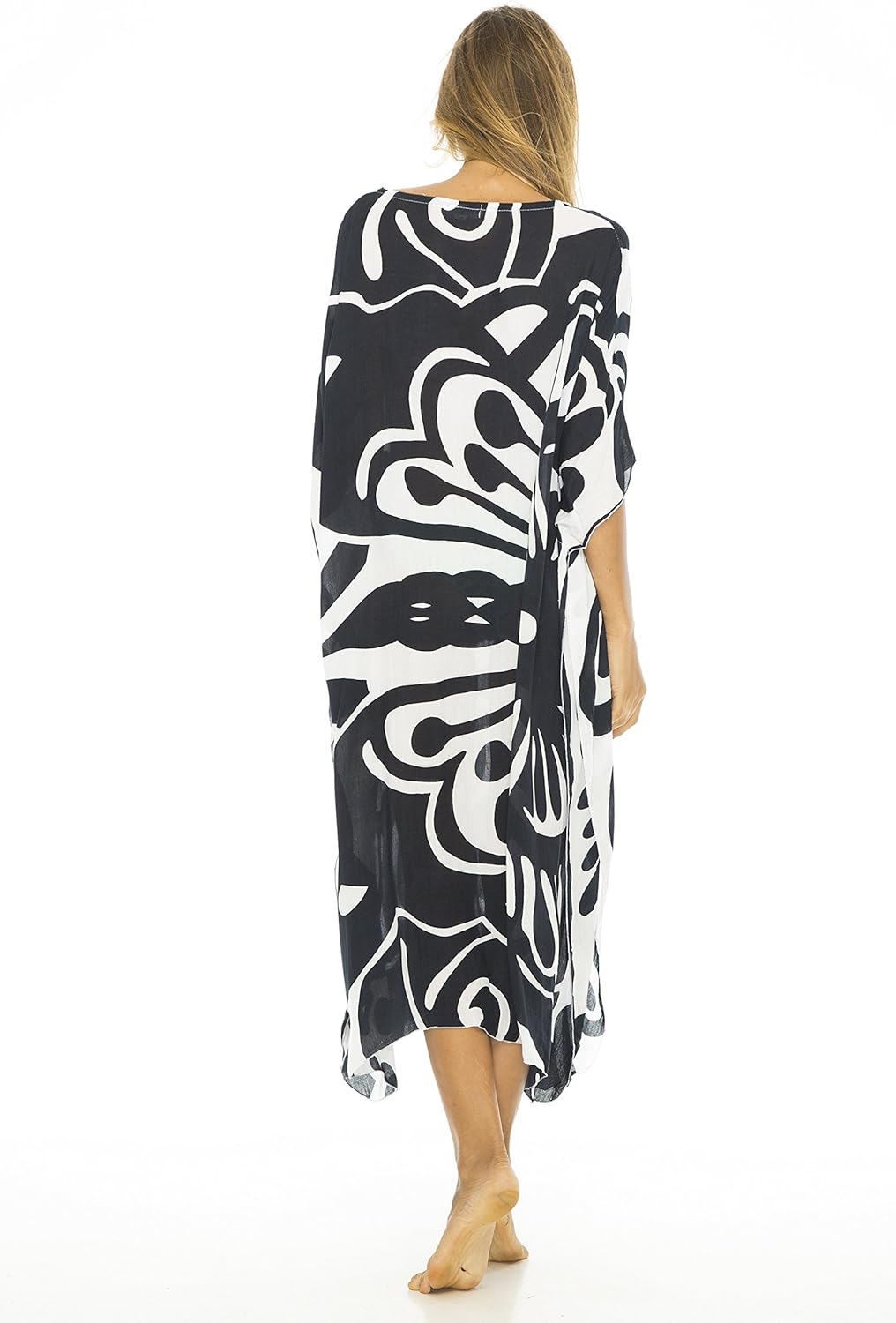 Back From Bali Womens Swimsuit Cover Up Long Poncho Print V Neck Pullover Beach Caftan for Bathing Suit - Image 2