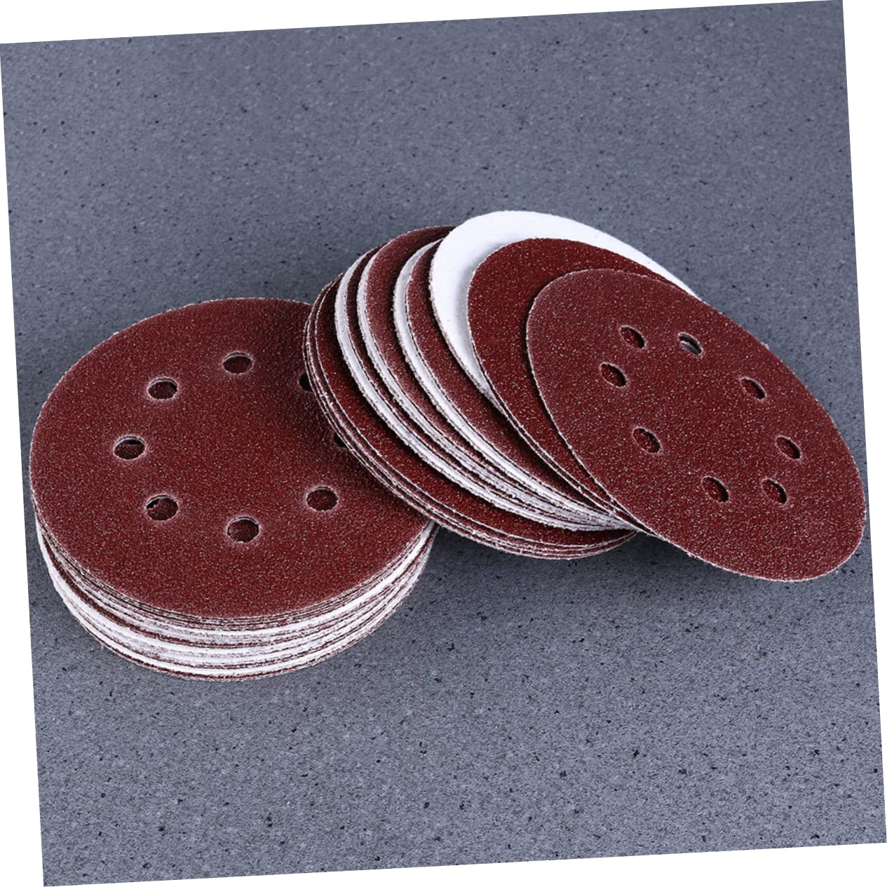 5 Inch Sanding Discs 50-Pack Hook and Loop Sandpaper Circular Pads 8 Holes Assorted Grits (80 100 120 150 180) for Woodworking and Automotive Use