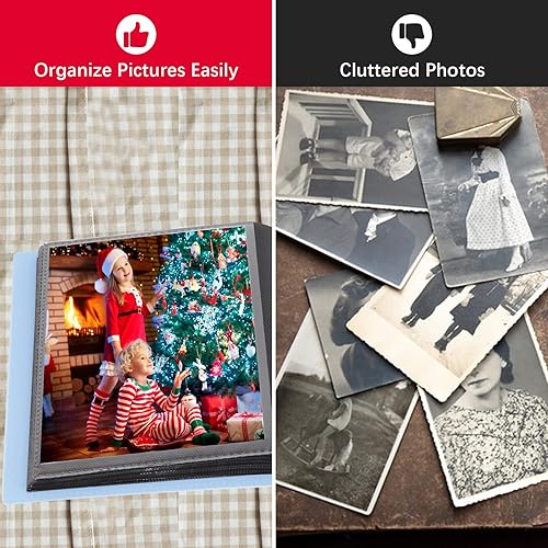 Miniatura 6 de Paquete de 2 álbumes de fotos de 5 x 7 con capacidad para 64 fotos, páginas interiores negras con banda elástica fuerte, álbum de fotos pequeño de 5