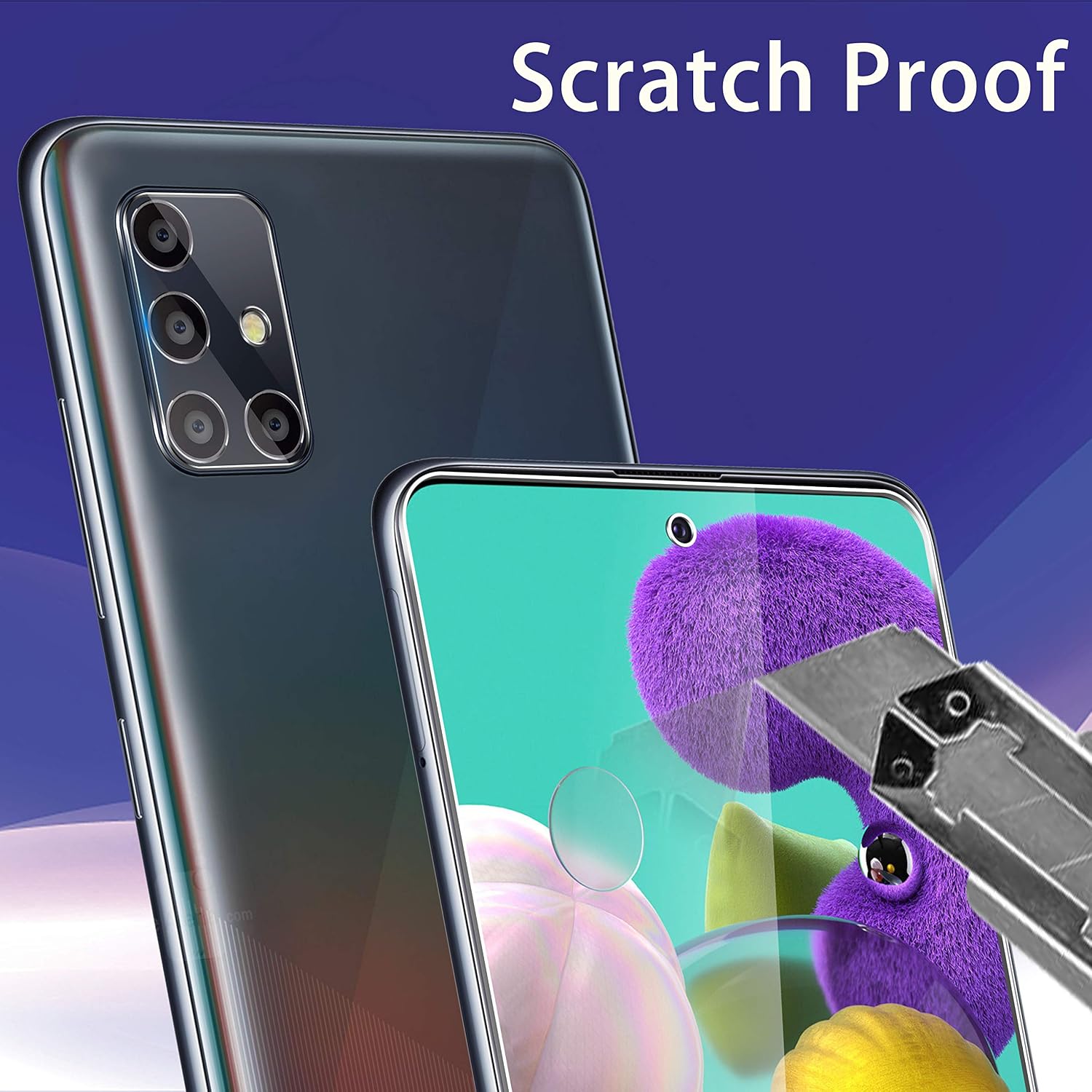 [ 2+1 Pack ] UniqueMe Screen Protector for Samsung Galaxy A51, 2 Pack Camera Lens Protector and 1 Pack Tempered Glass, [Case Friendly] [Easy Installation] HD Clear Anti-Scratch Film