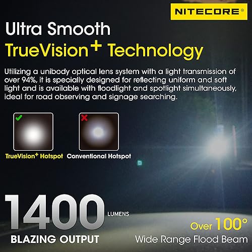 Miniatura 3 de Nitecore NU43 1400 Lumen Faro Ligero 3400mAh Batería USB-C Recargable Faro Etiqueta