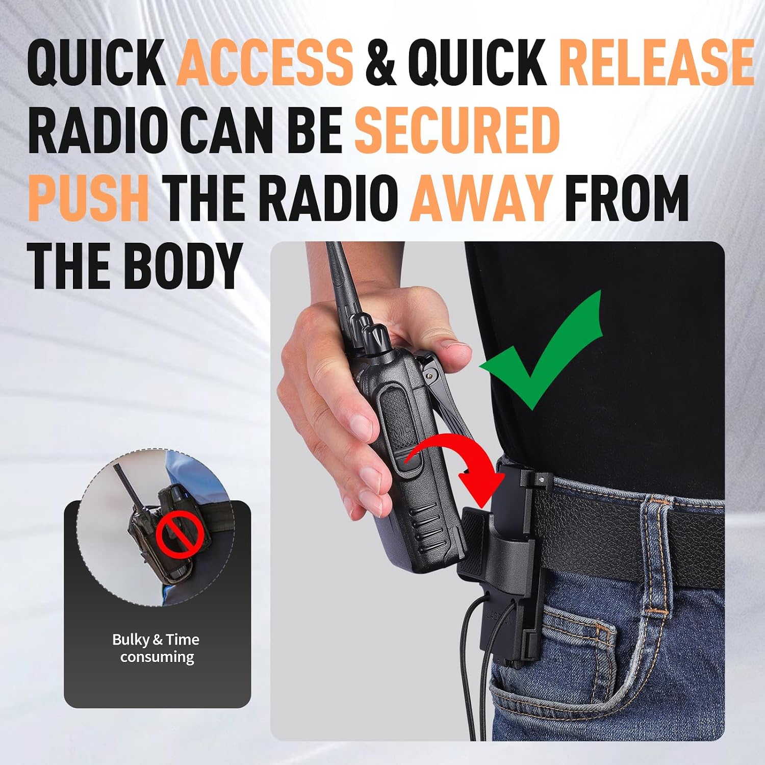 Universal Radio Belt Holster Adjustable from 1.5" to 2.25" Suit Duty Belts Law Enforcement Gear Walkie Talkie Belt Clip Holder