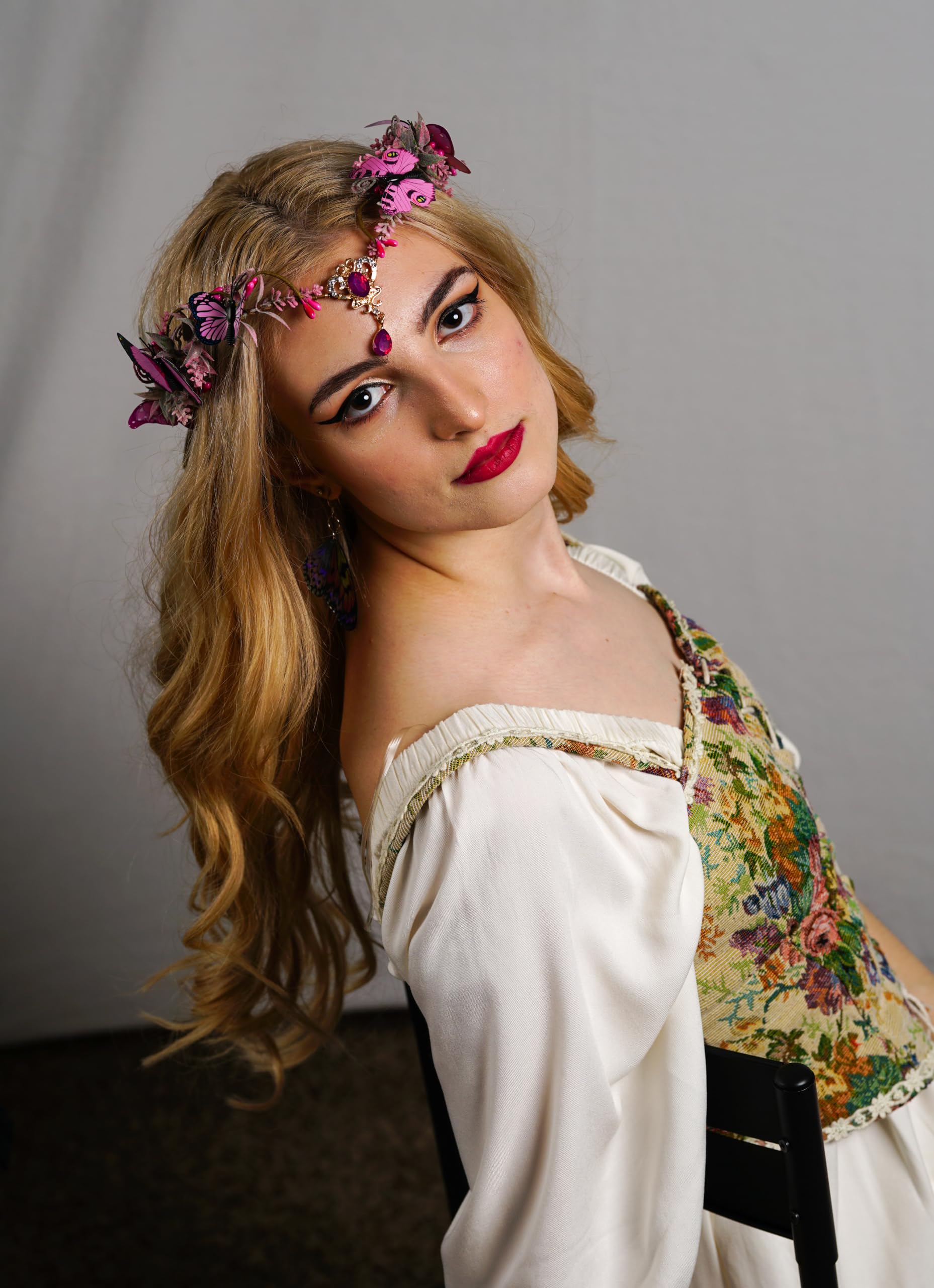 Amazon.com : MOSTORY Handmade Fairy Butterfly Crown Pink Elf  display picture 2