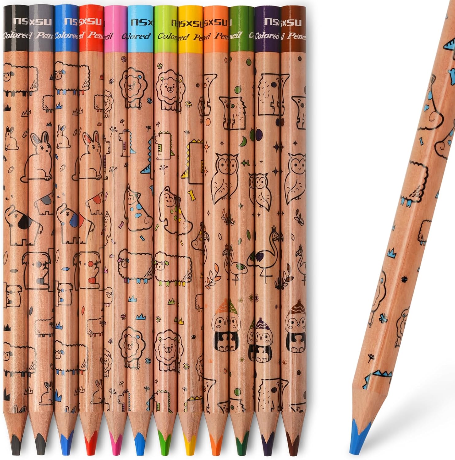 Nsxsu Jumbo Coloured Pencils for Kids, Triangle Colouring Pencils, 12