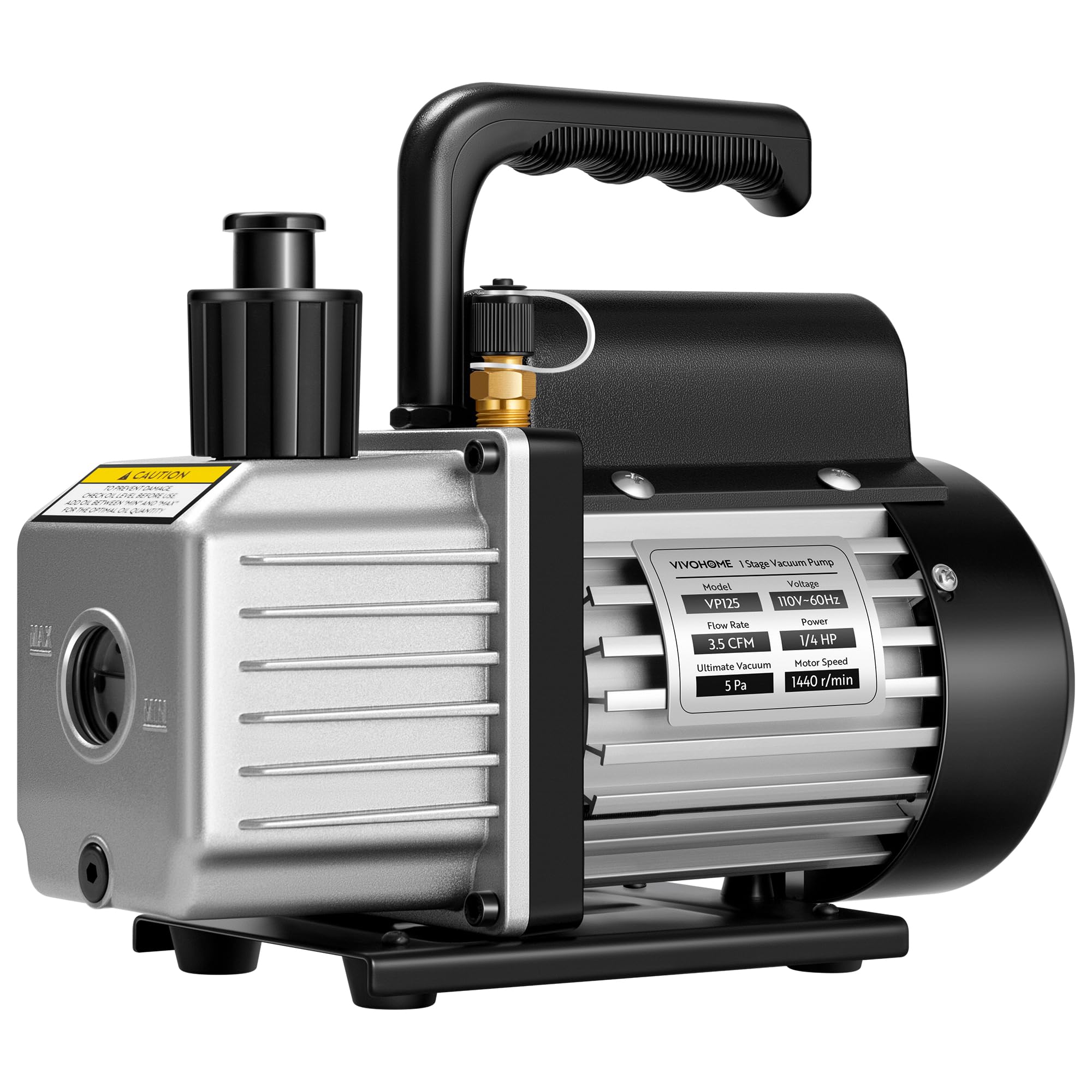 VIVOHOME 3.5 CFM 1/4 HP 110V Single Stage HVAC Vacuum Pump for R134a R12 R22 R502 R410a Systems, Auto AC Vacuum Pump for Air Conditioner Servicing Resin Degassing with Oil Bottle