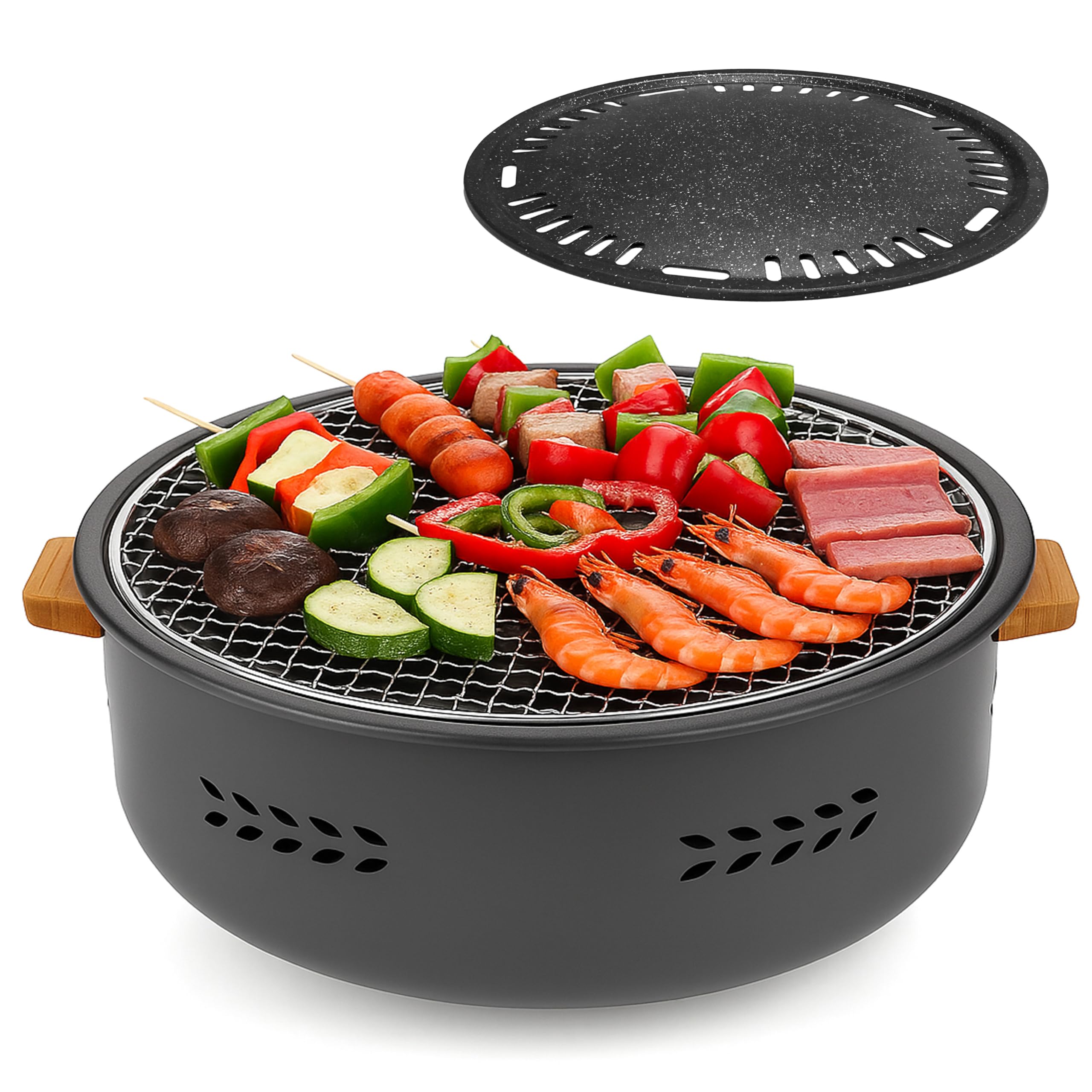 Cuisiland Portable Charcoal BBQ Grill with Bonus Non-Stick