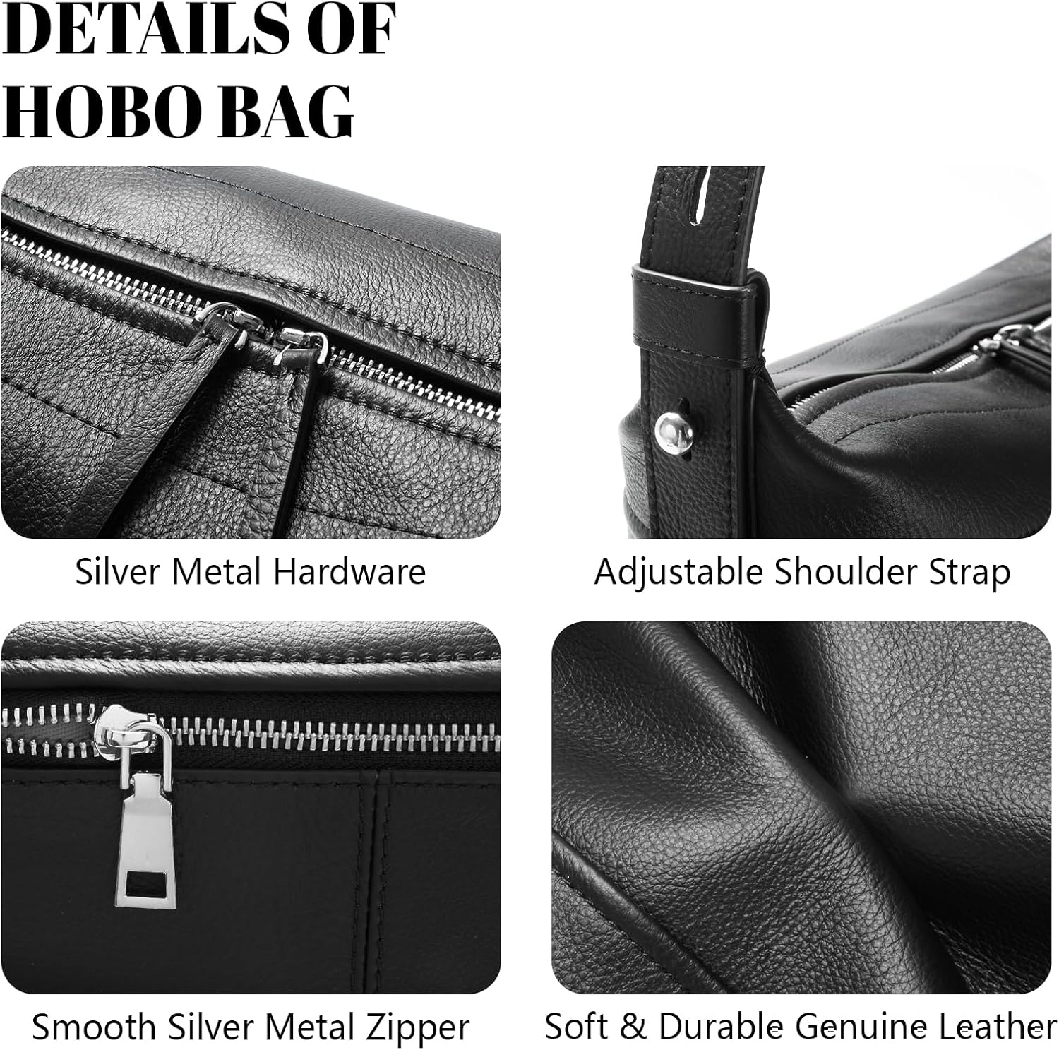 Genuine Leather Hobo Bags for Women Soft Real Leather Shoulder Hanbags Leather Trendy Crossbody Purses with Adjustable Strap | Leather Hobo Bags