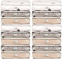 Vista 8 de 16 Pieces Clear Zippered Storage Bags, Plastic Blankets Storage Bags with Zipper and Label Clothing Organizer for Sweater Bed Sheet Quilt Clothes