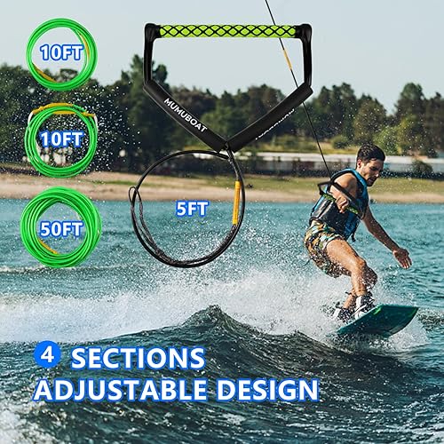 Miniatura 5 de MUMUBOAT Dyneema - Cuerda de wakeboard de 75 pies, cuerda de wakeboard no elástica y mango de esquí acuático para deportes acuáticos, 4 secciones