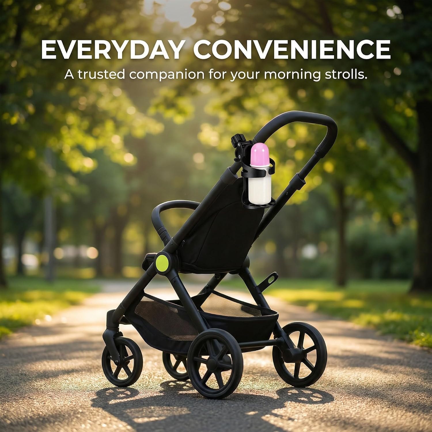 Universal Wheelchair and Walker Cup Holder with Stable Clip, Outdoor Beverage and Milk Bottle Rack, Compatible with Strollers, Bicycles, and Rollators for Elderly Mobility Aids