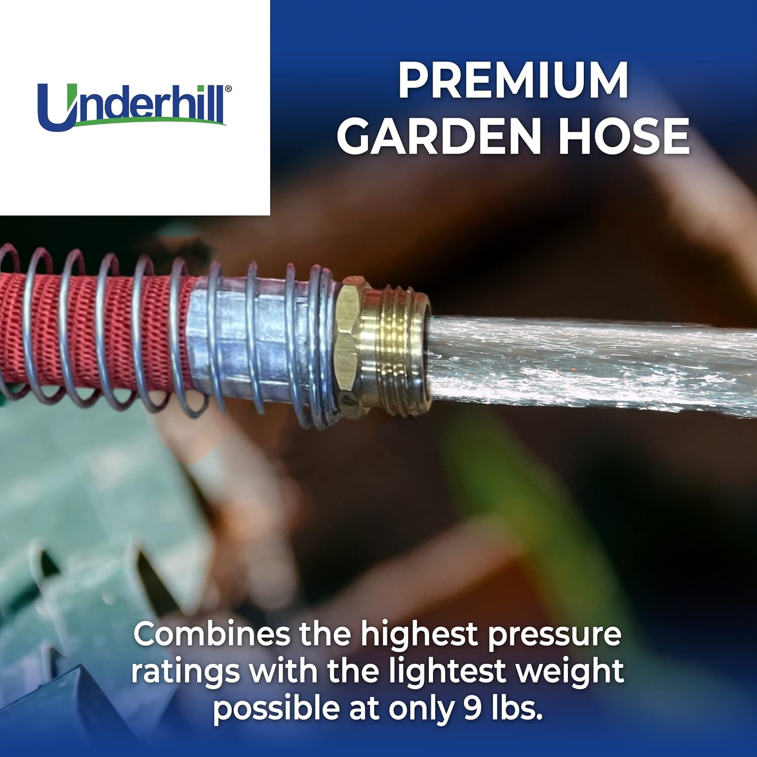 Underhill ProLine Featherweight Lightweight Garden Hose 50 ft, Heavy-Duty Anti-Kink, 200 psi WP, 800 psi BP, H75-050PRO-FW, ¾ Inch x 50 ft GHT, Red