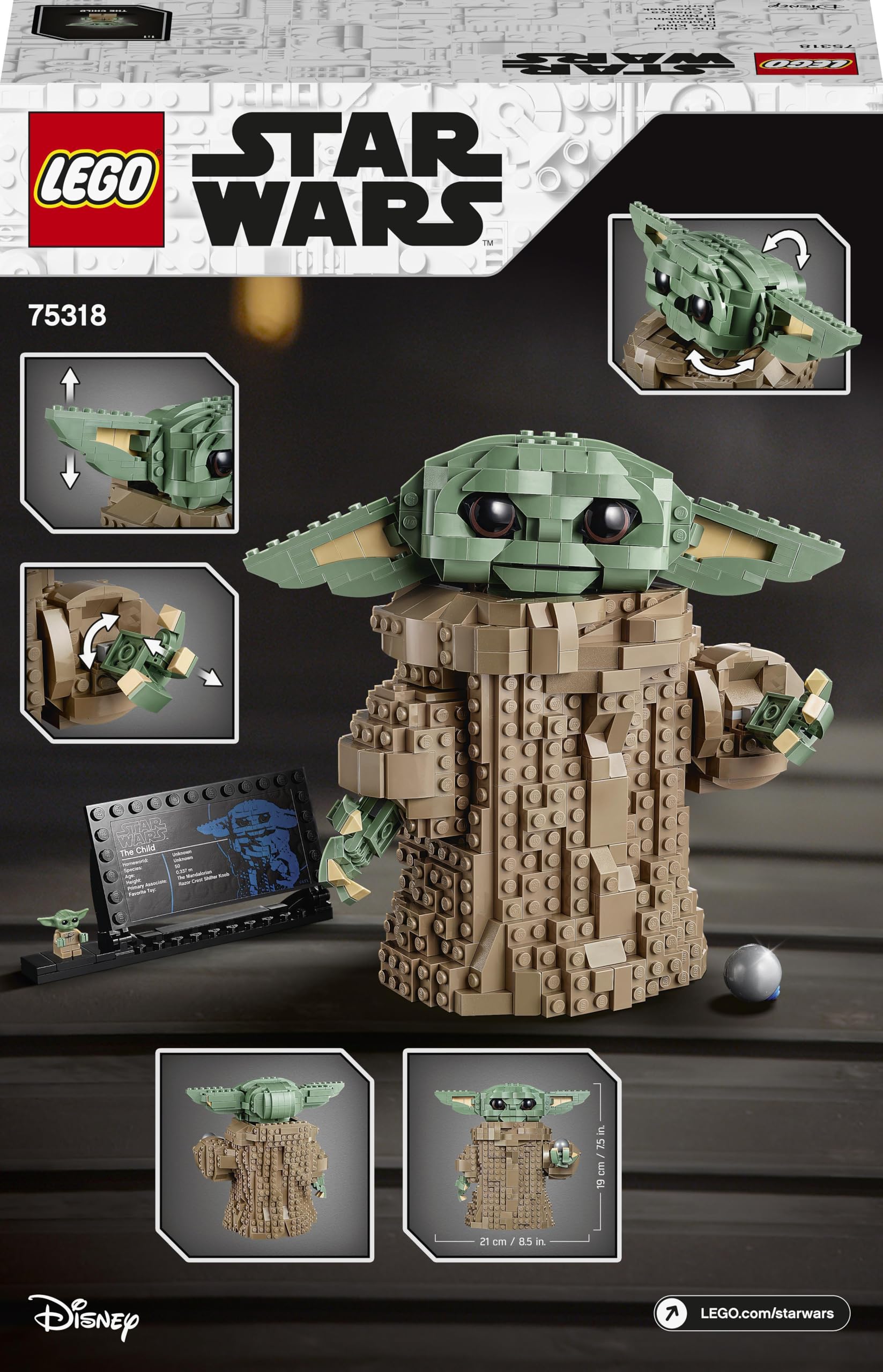 LEGO 75318 Star Wars Dziecko z serialu „The Mandalorian: Zestawy do budowania, Klocki, Kolekcjonerski dla dzieci od 10 roku życia (1073 elementy) | Duży, buduj i zbieraj, dla fanów w wieku od 10 lat, świetna dekoracja pokoju, pomysł na prezent dla dzieci