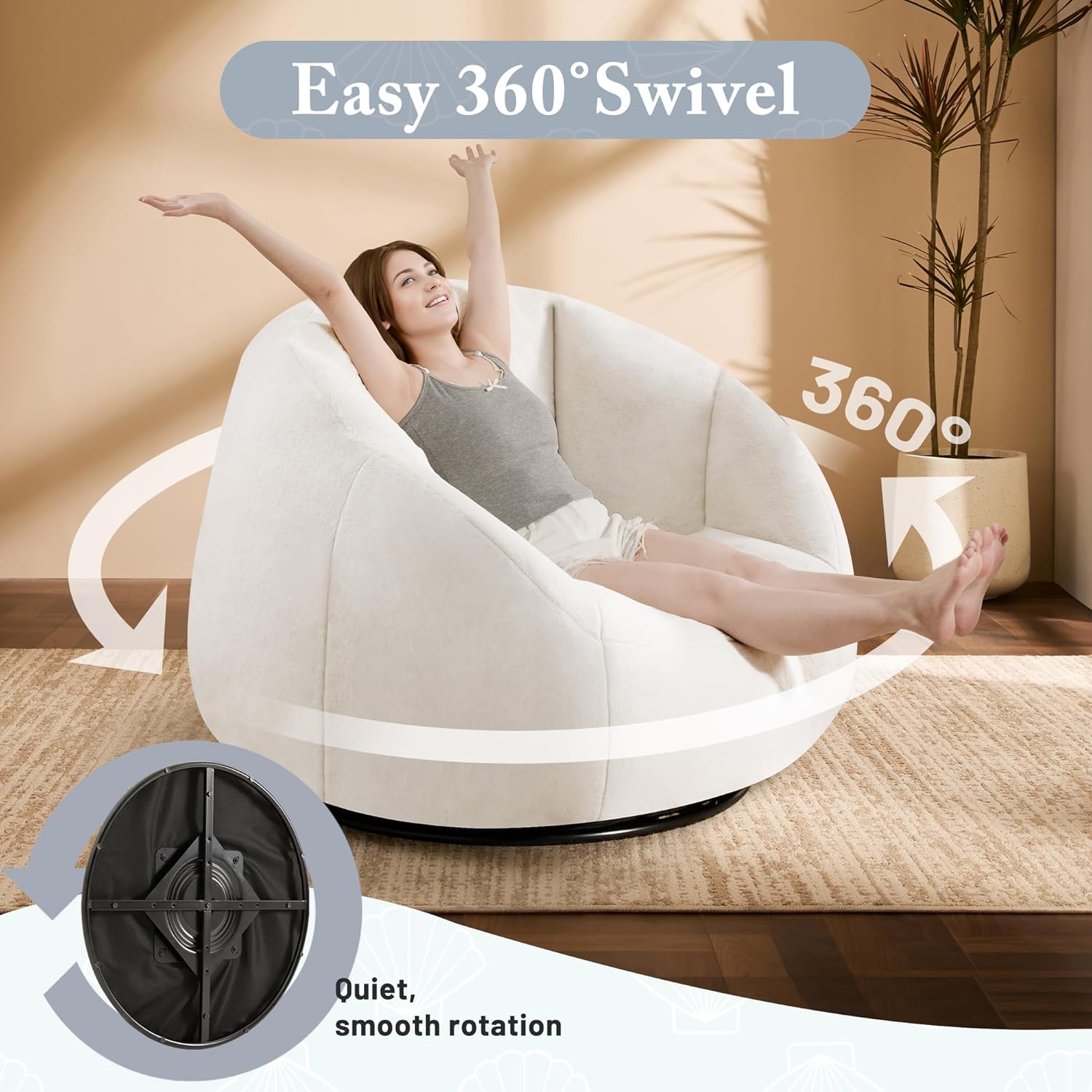 Gericco 36.6" Swivel Base Accessory for Accent Chair & Reading Chairs – Heavy-Duty Rotating Stand with 360° Motion (Fits Round Lounge Chairs)