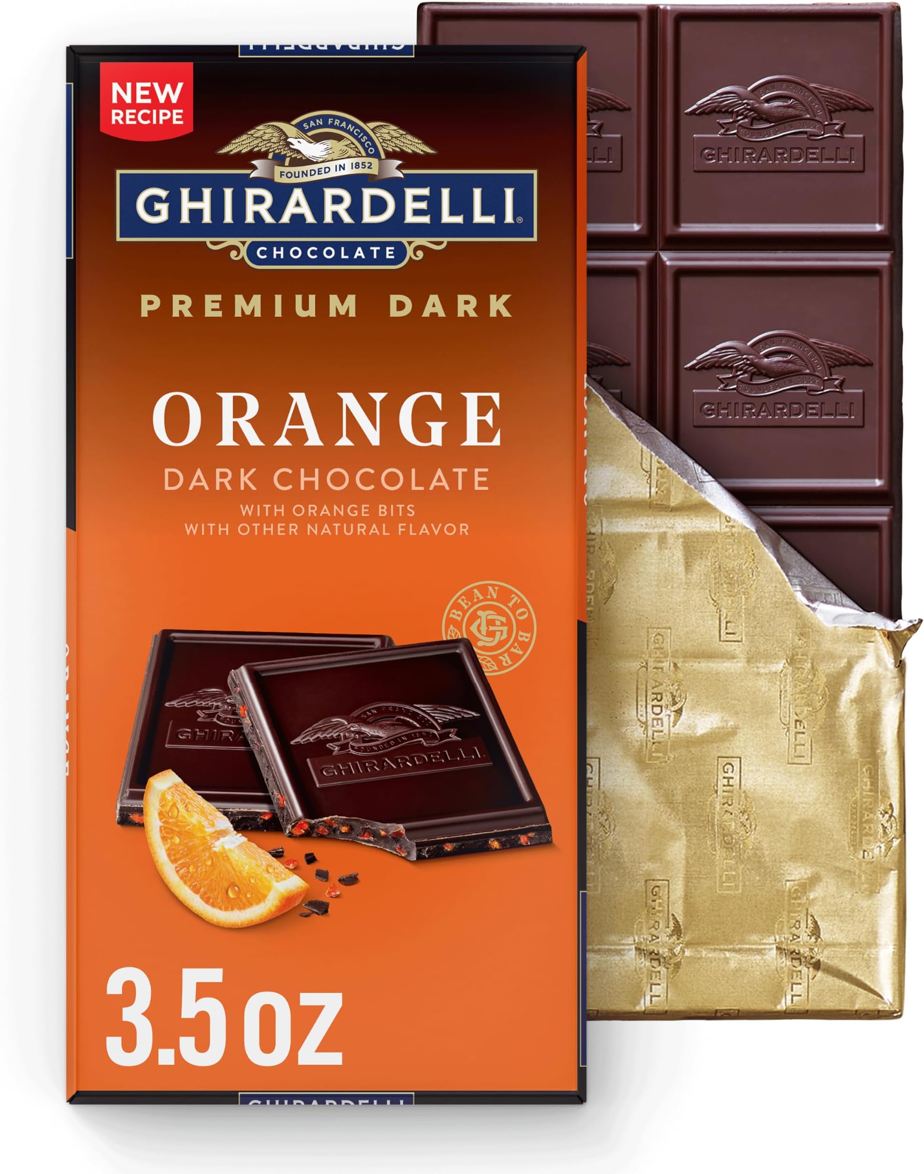 GHIRARDELLI PREMIUM DARK Orange Dark Chocolate Bar, 3.5 oz