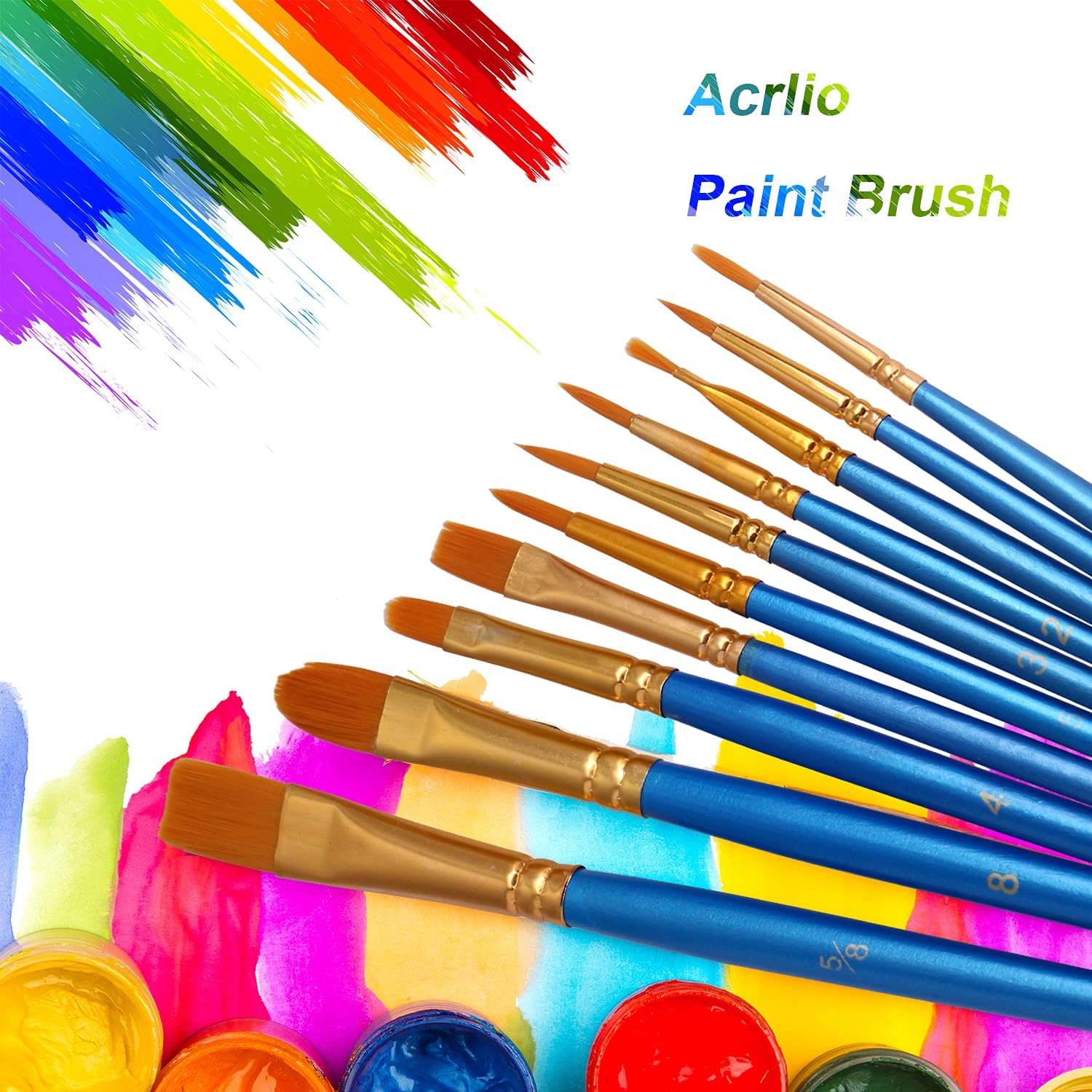 JOINREY Paint Brushes Set,20 Pcs Round Pointed Tip Paintbrushes Nylon Hair Artist Acrylic Paint Brushes for Acrylic Oil Watercolor, Face Nail Art, Miniature Detailing and Rock Painting (Blue)
