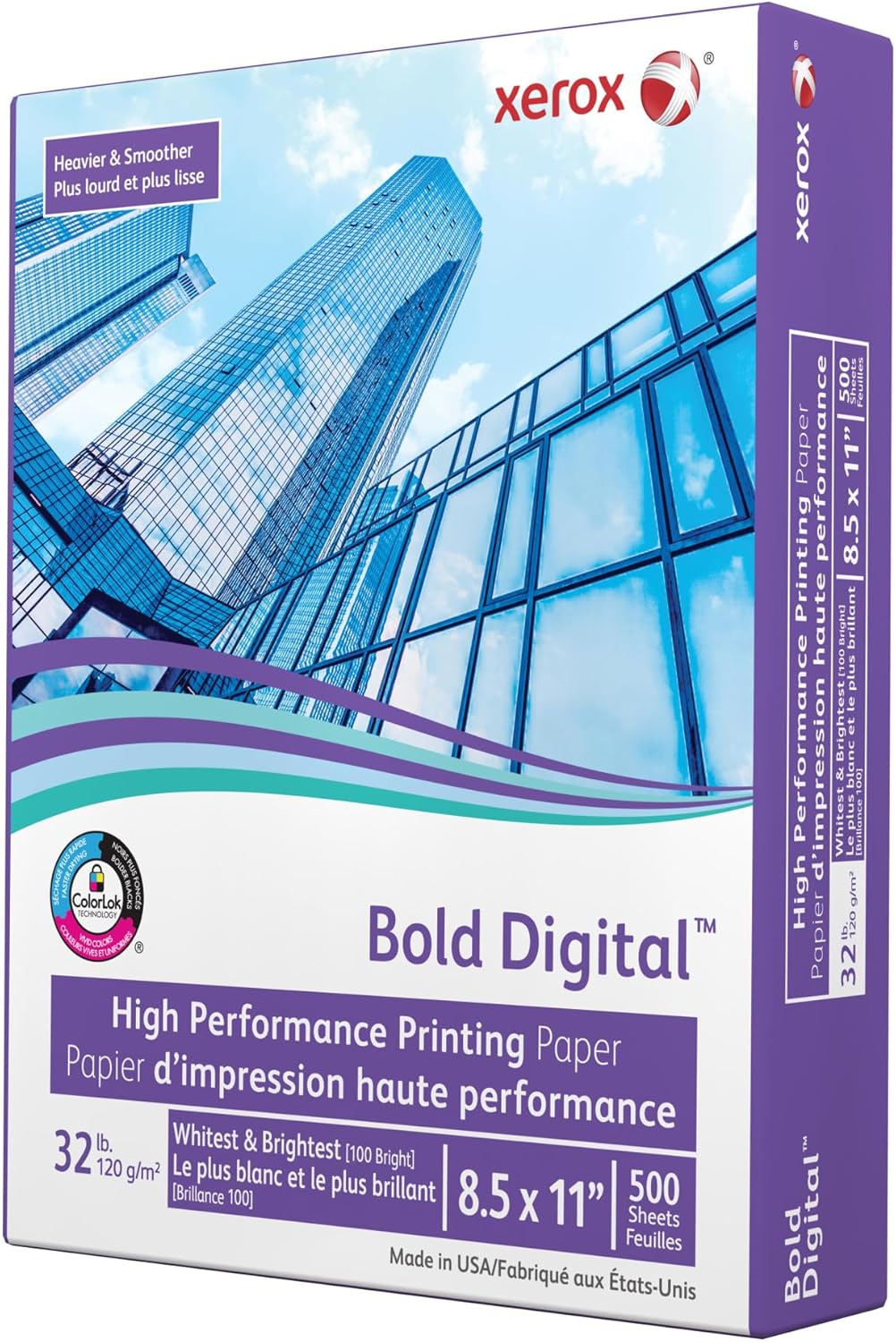 Xerox® Bold Digital™ Printing Paper, Letter Size, 100 Brightness, 32 Lb Text (120 gsm), FSC® Certified, White, Ream Of 500 sheets