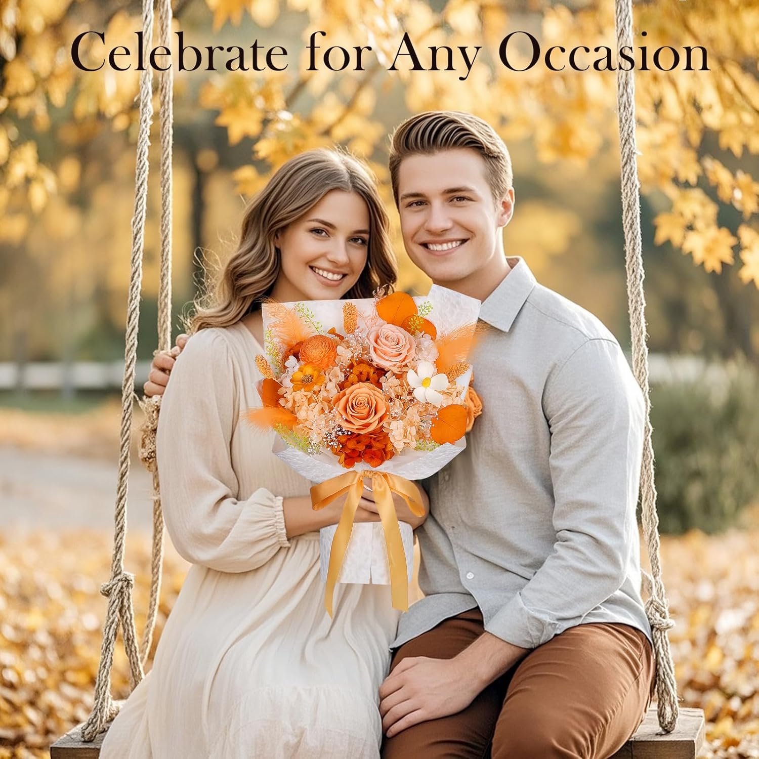 Preserved Flowers Bouquet - Forever Flowers for Delivery, Eternal Roses Bouquet That Last 3 Years, Anniversary Birthday Valentine Gifts for Women Mom Grandma Her Wife Girlfriend, Light Orange - Image 6