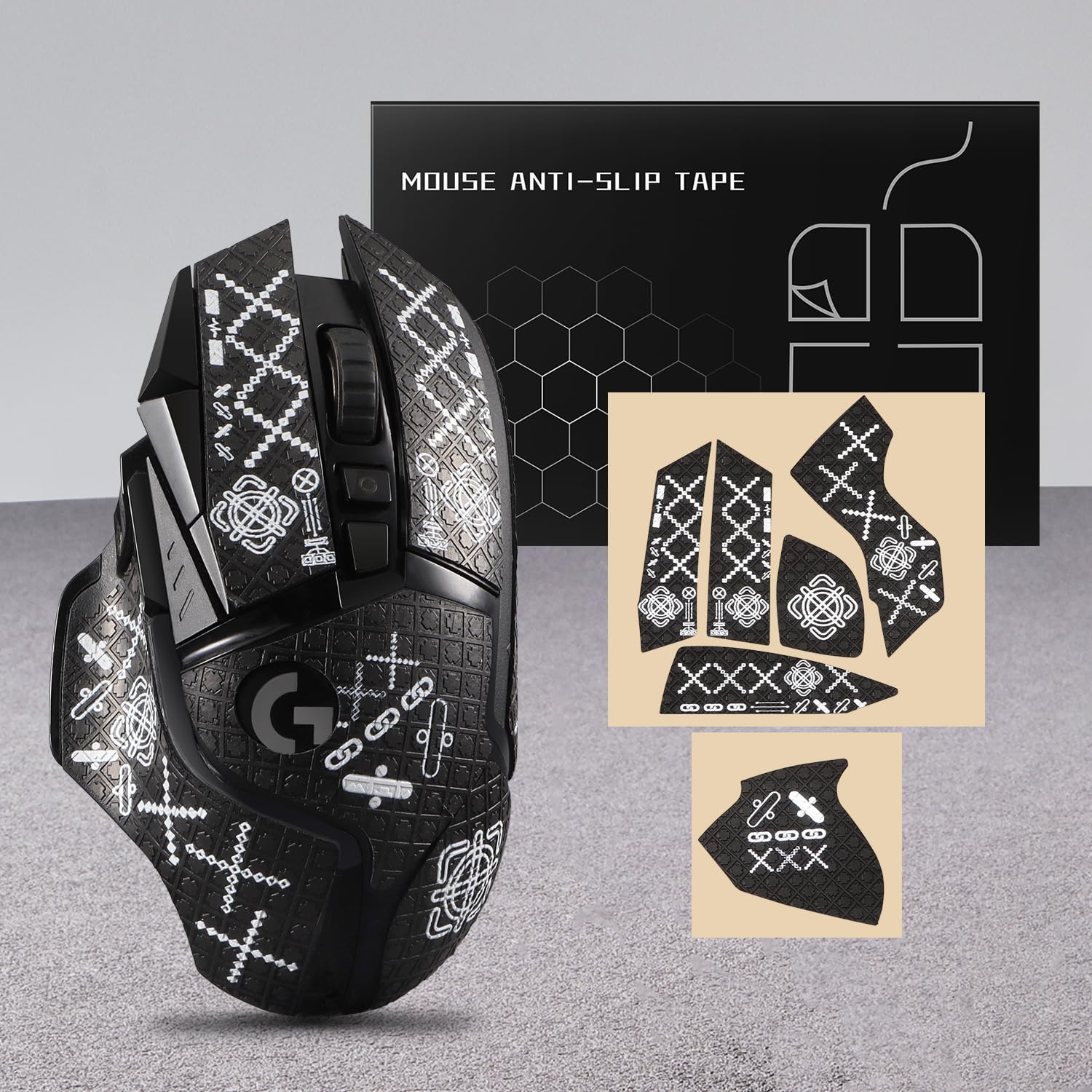 IMMOENUC Mouse Grip Tape Sticker for Logitech G502 Lightspeed / G502 Hero Mouse Anti Slip Skin Self-Adhesive,Pre-Cut,Sweat-Resistant Game Mice Accessories(Printing Pattern)