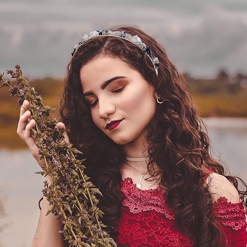 Miniatura 6 de FZBHRO Diadema de cuarzo de cristal crudo, accesorios para el cabello, tiara con joyas para mujeres y niñas, 3 piezas