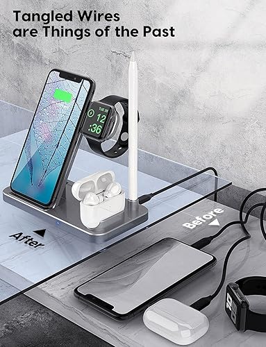 Miniatura 6 de Estación de carga inalámbrica 4 en 1, soporte de carga rápida mejorado 2021 para iWatch Series 76SE5432, AirPods y lápiz, compatible con iPhone
