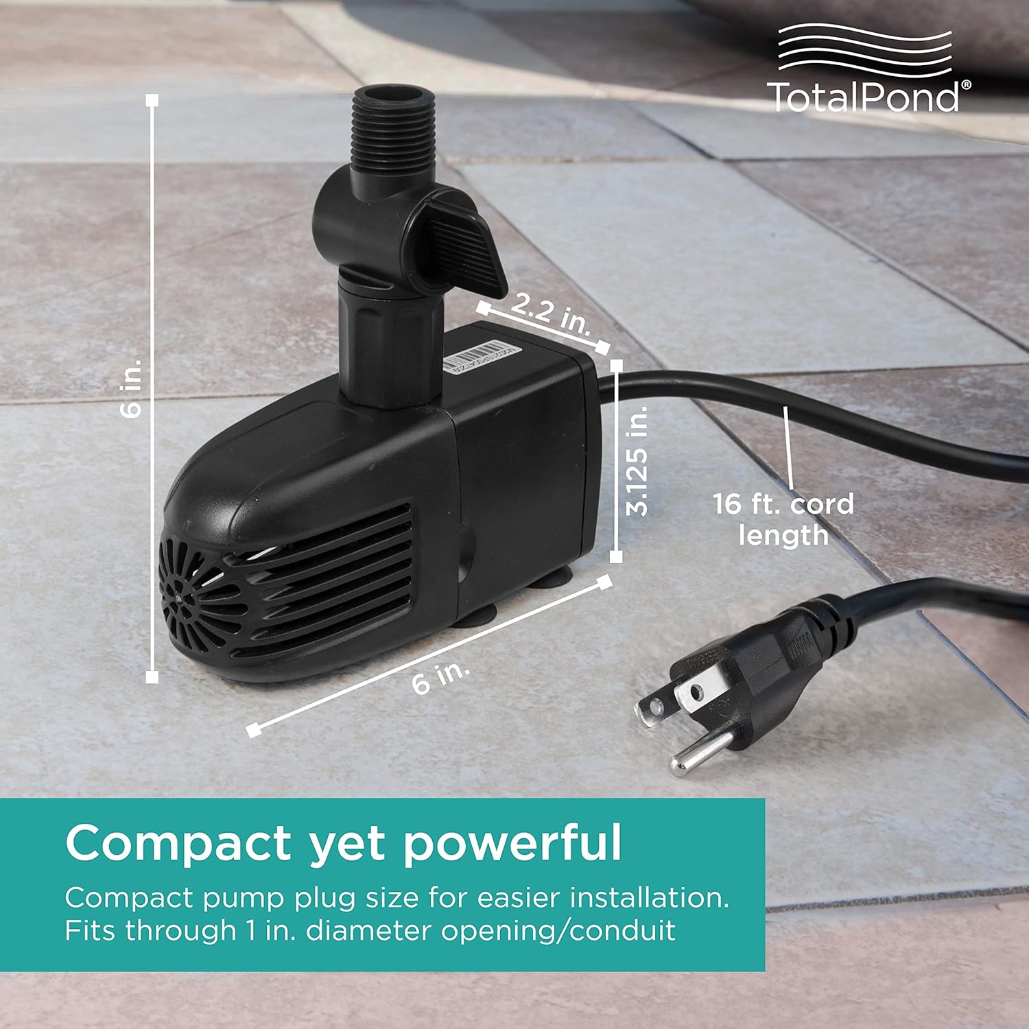 TotalPond 330 GPH Pond Pump, 3/4in. tubing