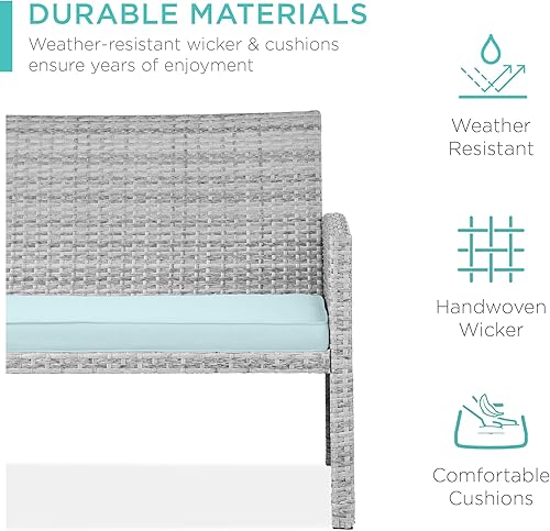 Miniatura 93 de Best Choice Products Juego de muebles de conversación de patio de mimbre al aire libre de 4 piezas para patio trasero con mesa de café, cojines de
