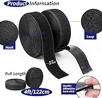 Vista 59 de Art3d - 48 juegos de cinta adhesiva de velcro de 3 pulgadas x 1 pulgada, tira adhesiva de doble cara, resistente, color blanco