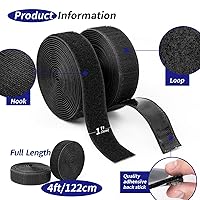 Vista 2 de Art3d Rollos de gancho y bucle de 4 pies x 1 pulgada con parte trasera adhesiva, tira adhesiva de doble cara, resistente