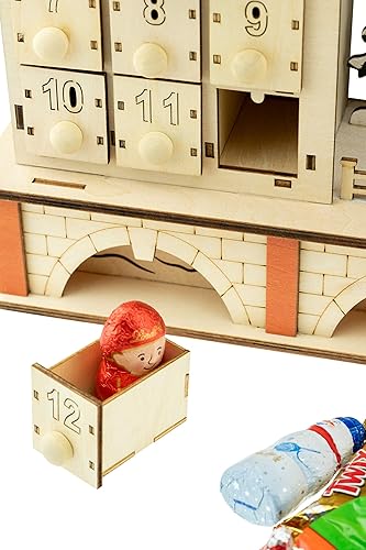 Miniatura 4 de Clever Creations calendario de Adviento de madera, luces brillantes y alegría navideña, decoración perfecta para tu hogar