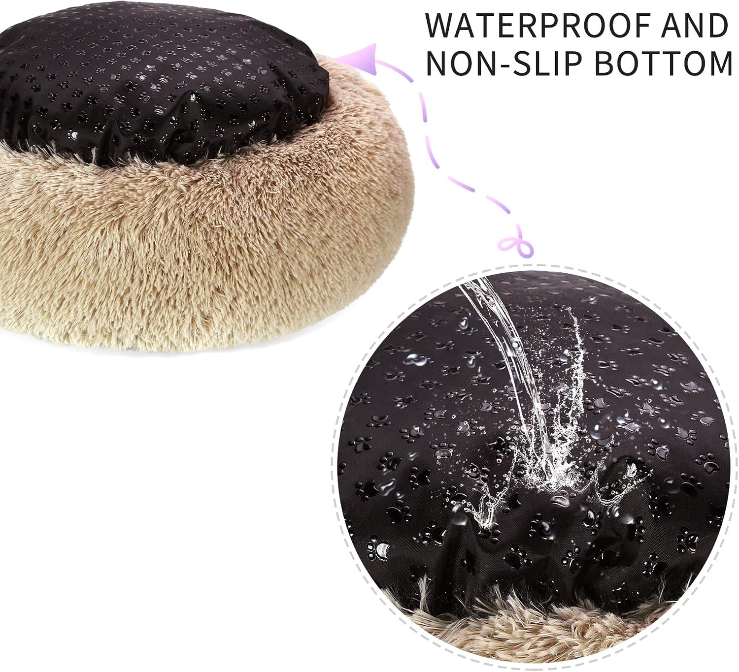 KROSER 24"/32"/40" Donut Dog Cat Bed Washable & Self-Warming Round Pet Bed Deluxe Soft Plush Claming Donut Cuddler Cushion Bed …