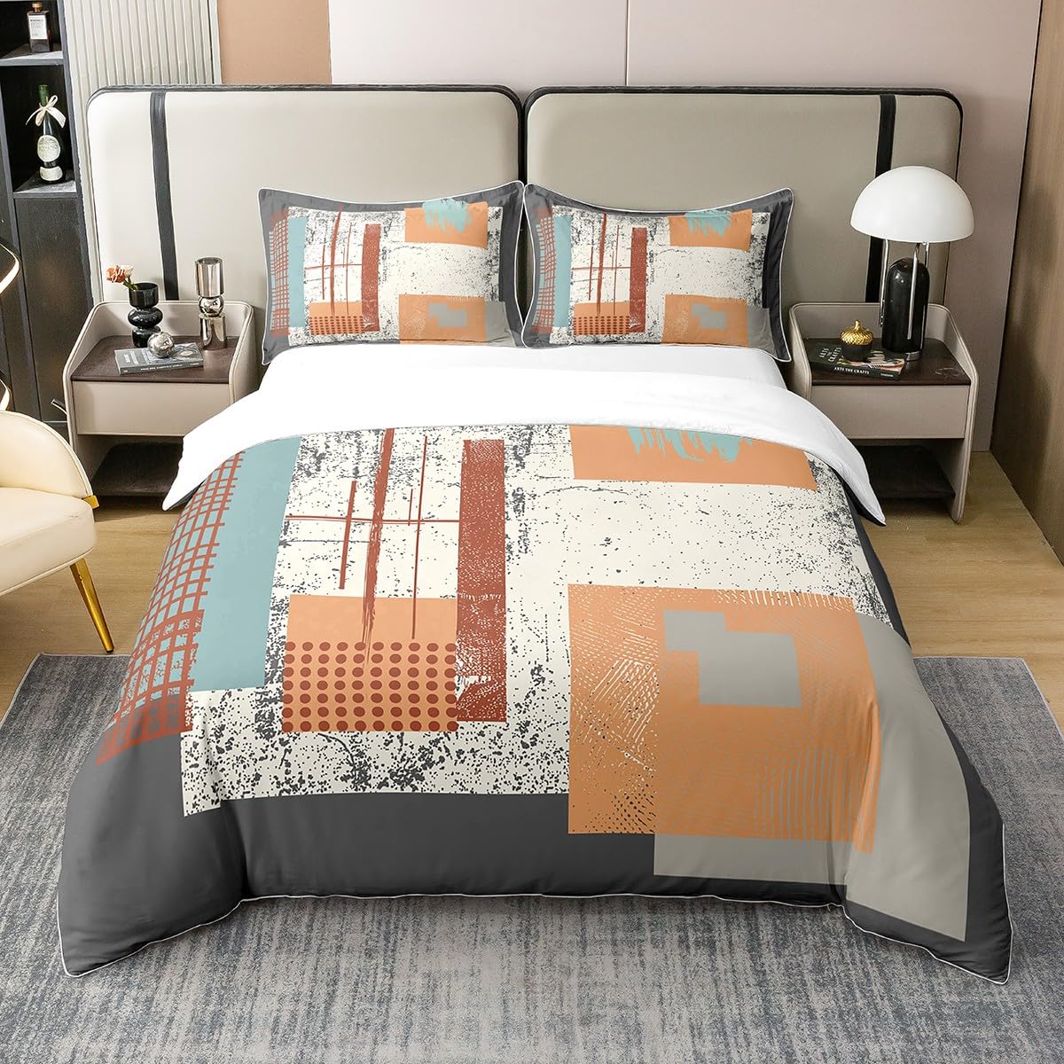 Linge de lit et oreillers imprimé à carreaux 220x240 adulte