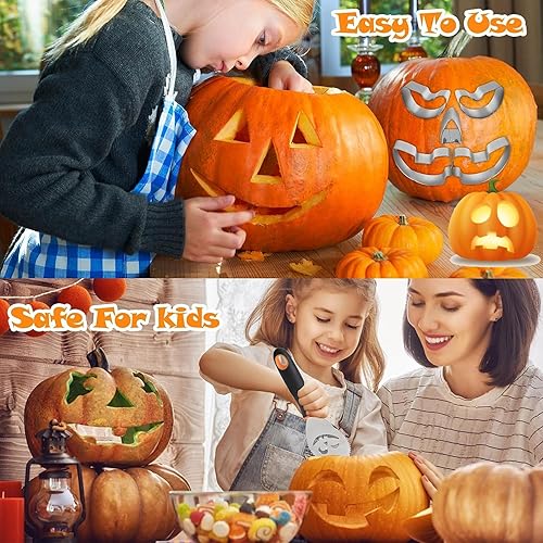 Miniatura 3 de Kit de tallado de calabaza de 24 piezas para niños, herramientas de tallado de calabaza para decoración de Halloween, plantillas de tallado de