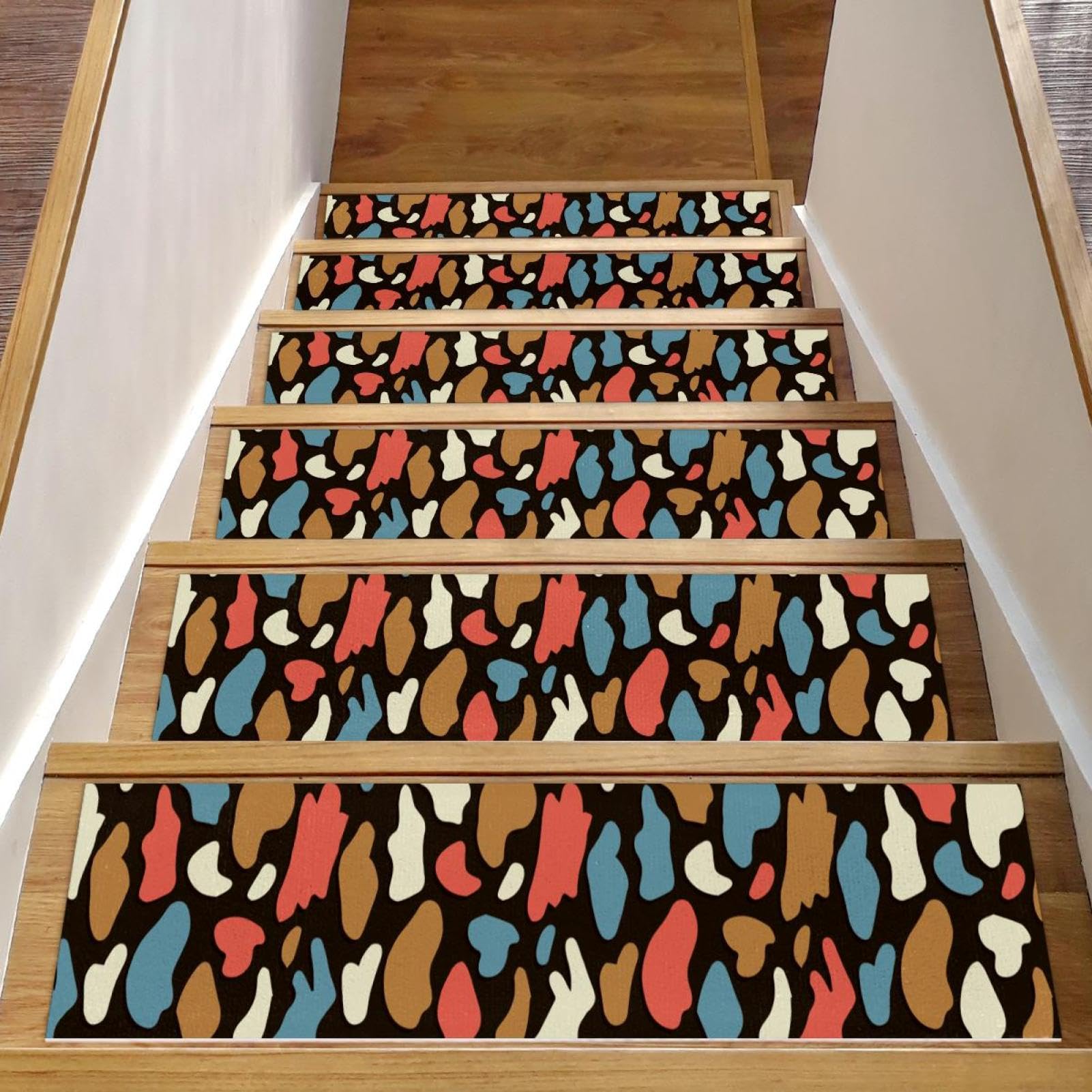Alfombrillas antideslizantes para peldaños de escalera de madera interiores de 8 x 30