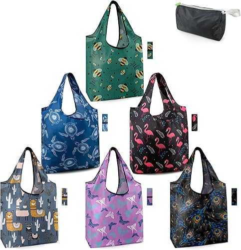 Vista 156 de BeeGreen Bolsas para comestibles, lavables a máquina, paquete de 12 bolsas extragrandes reutilizables, resistentes, plegables con banda Moss Marrs