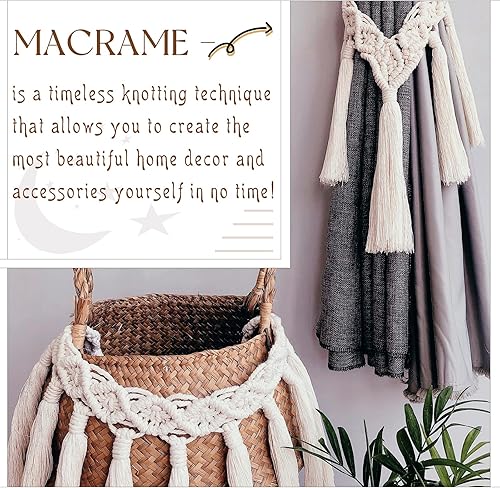 Miniatura 6 de CAMAL Cordón de macramé de 0.157 in x 109 yardas (328.1 ft), cuerda de algodón de color para tejer, manualidades, colgar en la pared, proyectos