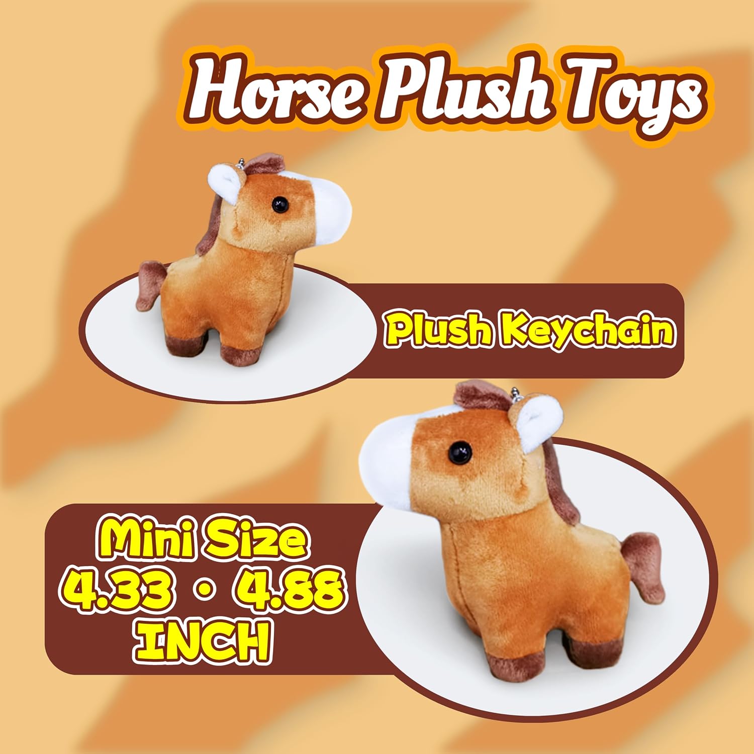 Kawaite Cuddly Horse Stuffed Animal Plush Toys for Kids and Babies, Kawaii Plushies, Soft Horse Plush Toy Dolls, Kids Plushie Keychains, Small Stuffed Animals for Christmas Decoration