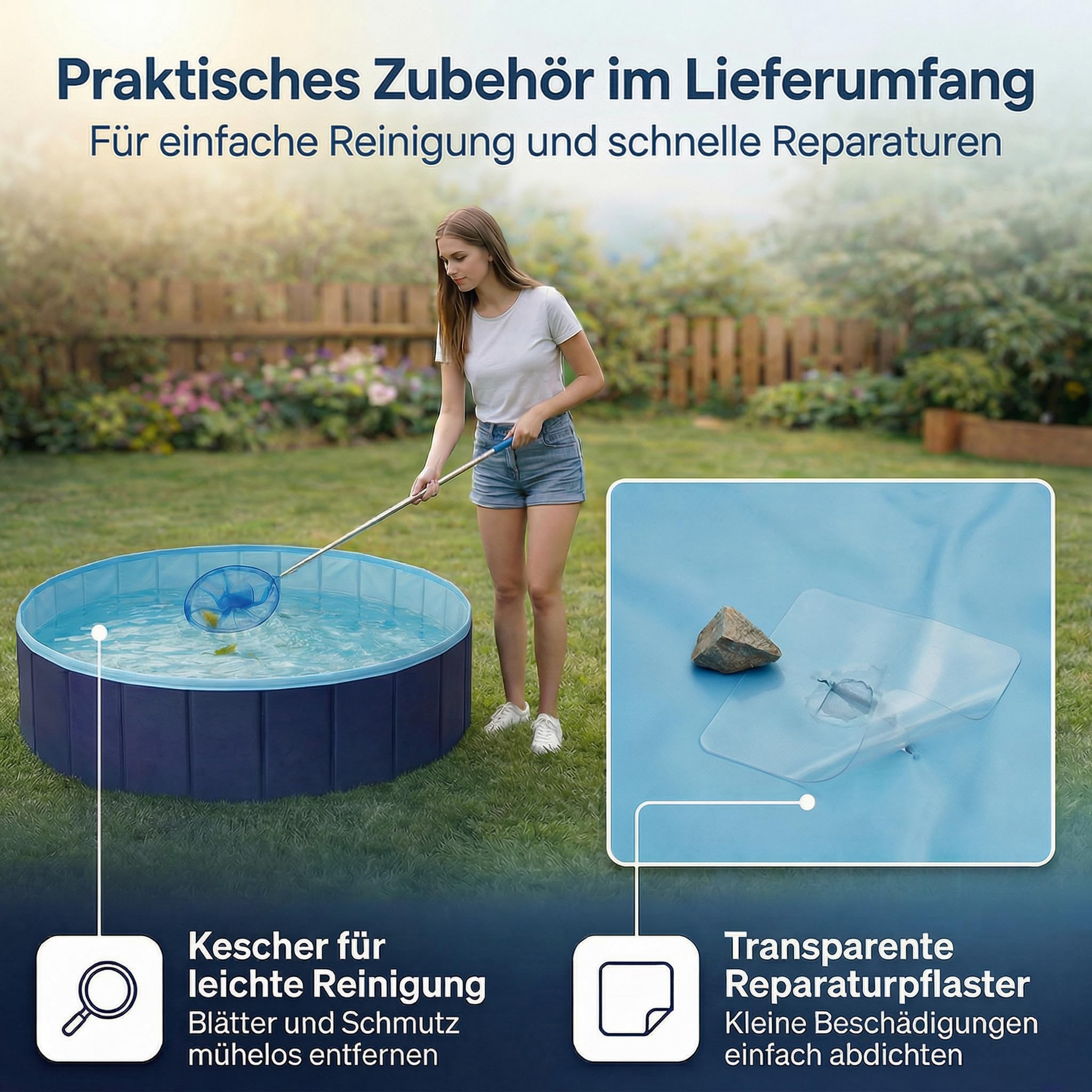 Hundepool faltbar 120cm x 30cm Planschbecken mit Auslauf Bällebad
