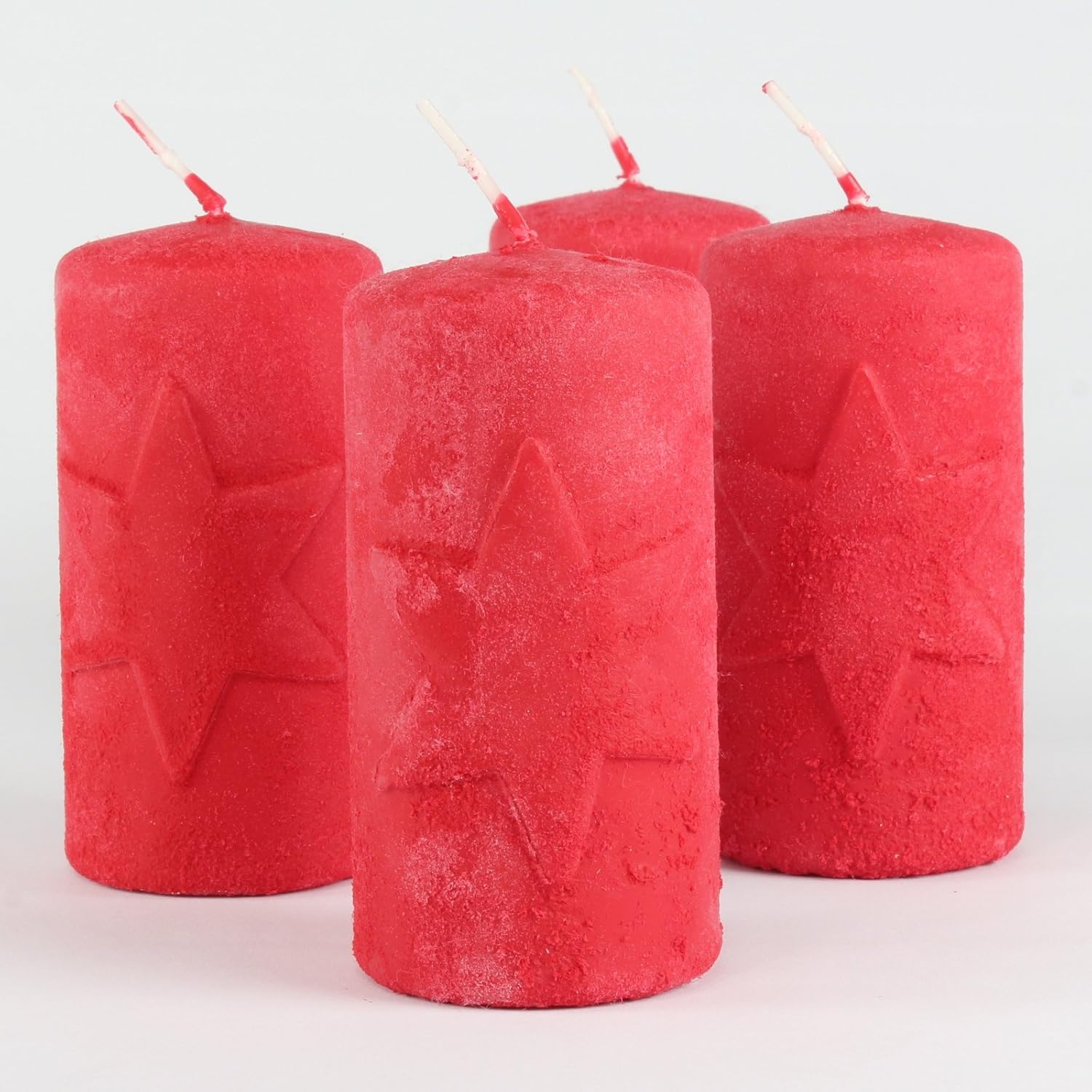 pillar candles MIKA 100/50mm safe candles ruby, set of 4