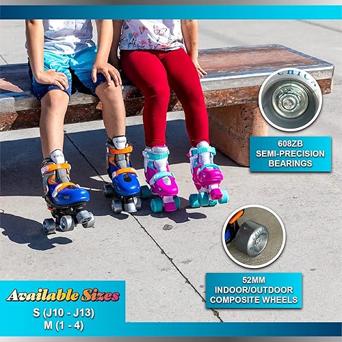 Miniatura 3 de CHICAGO Skates J10-J13 - Patines ajustables para niños, color azul/negro/naranja, tallas pequeñas