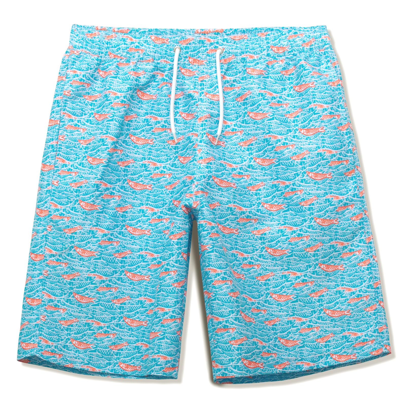 Meilonger Boys 21001-Light Blue(Fish) Swimming Shorts Quick Dry Beach Board Trunks Swimwear Bathing Suits Size 6-7,8,10-12,14-16(Light Blue(Fish),10-12)