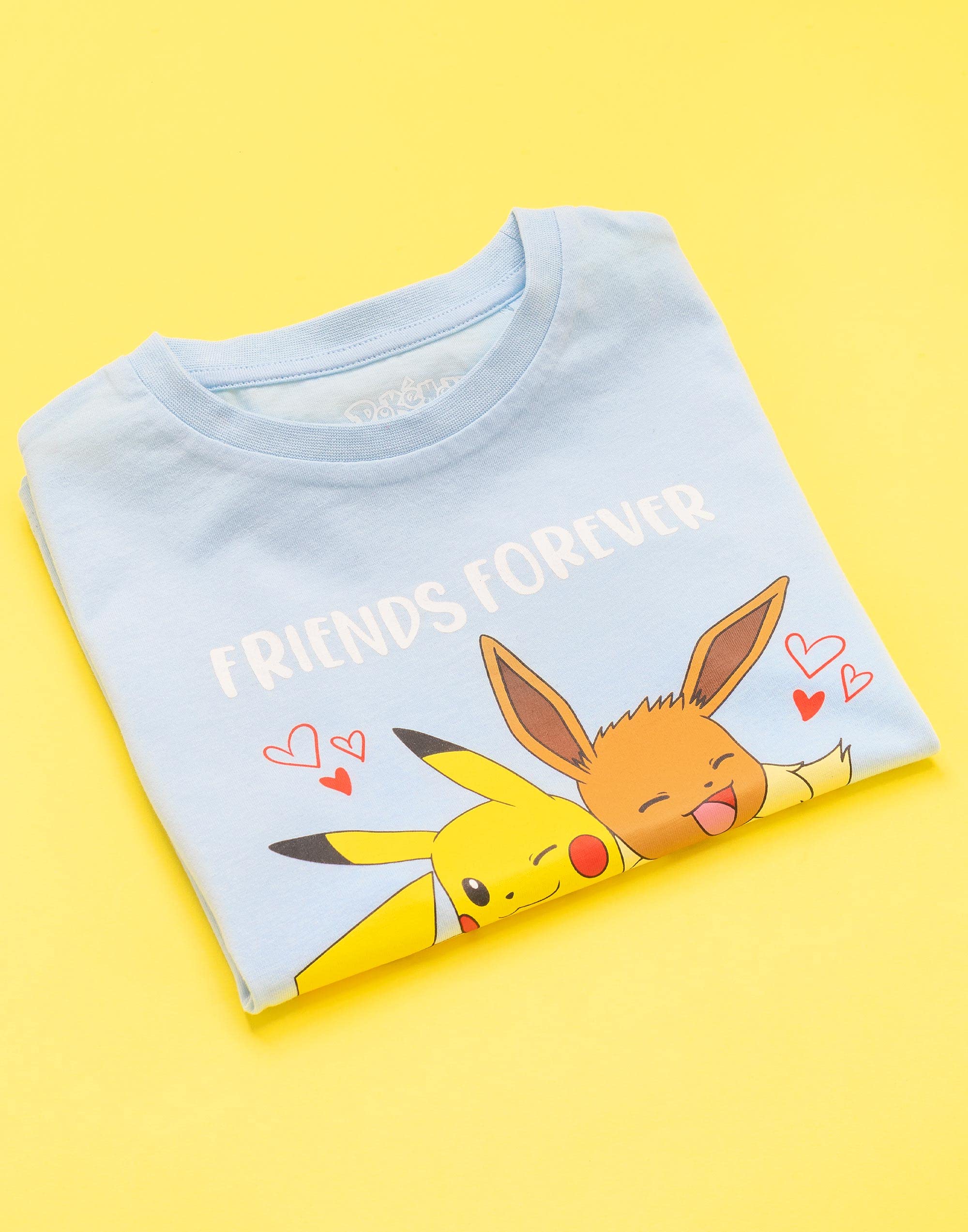 Pokemon T-shirt Koszulka Dziewczęca Pikachu Eevee Przyjaciele Gra Niebieski Top