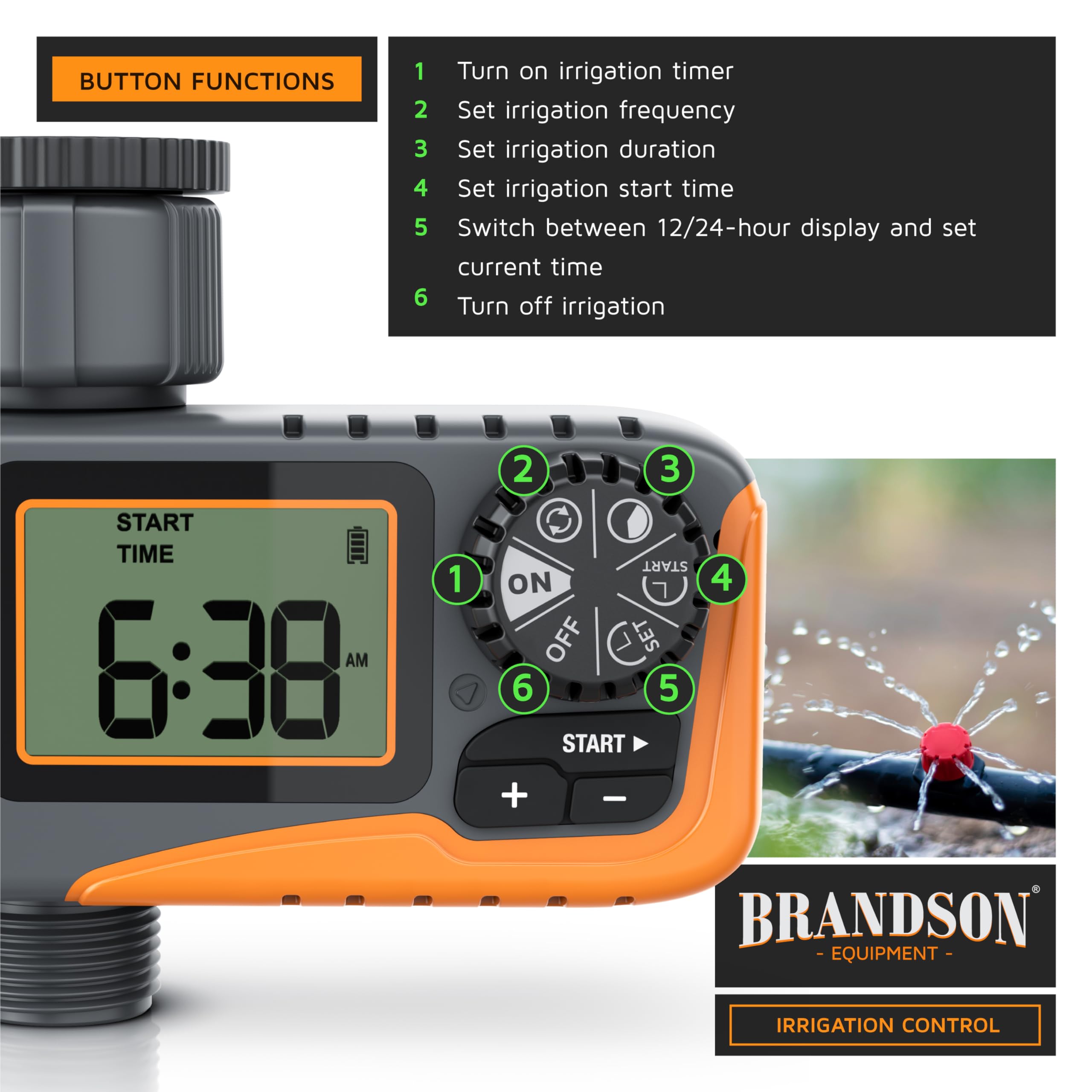 Brandson, Digital Water Computer, Watering timer, Water flow meter, Practical water meter for the garden IPX5 - Image 3