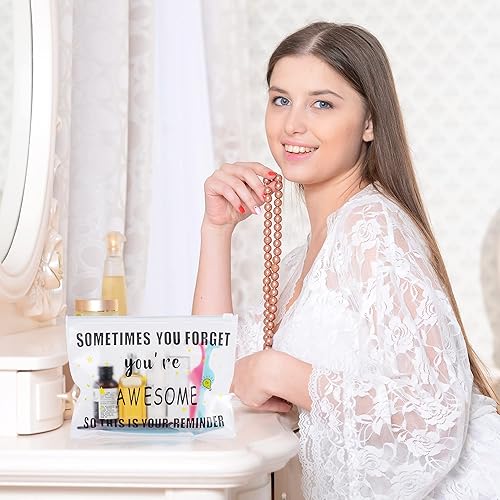 Miniatura 7 de Kolewo4ever 100 bolsas de maquillaje inspiradoras de EVA, bolsa de cosméticos de EVA, mini bolsa de aseo con cremallera, bolsa de maquillaje You Are